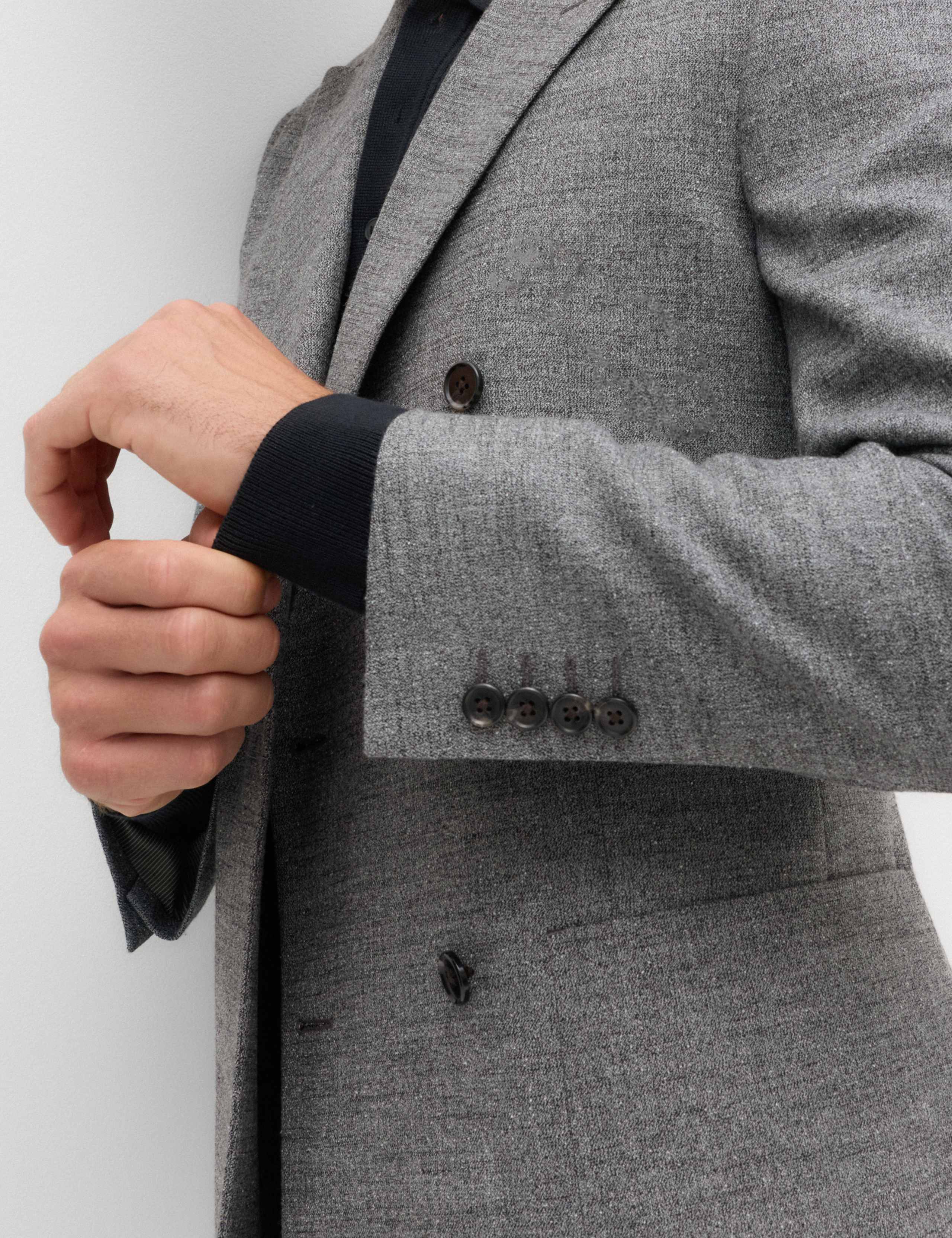 Regular Fit Textured Stretch Double Breasted Suit Jacket 4 of 7