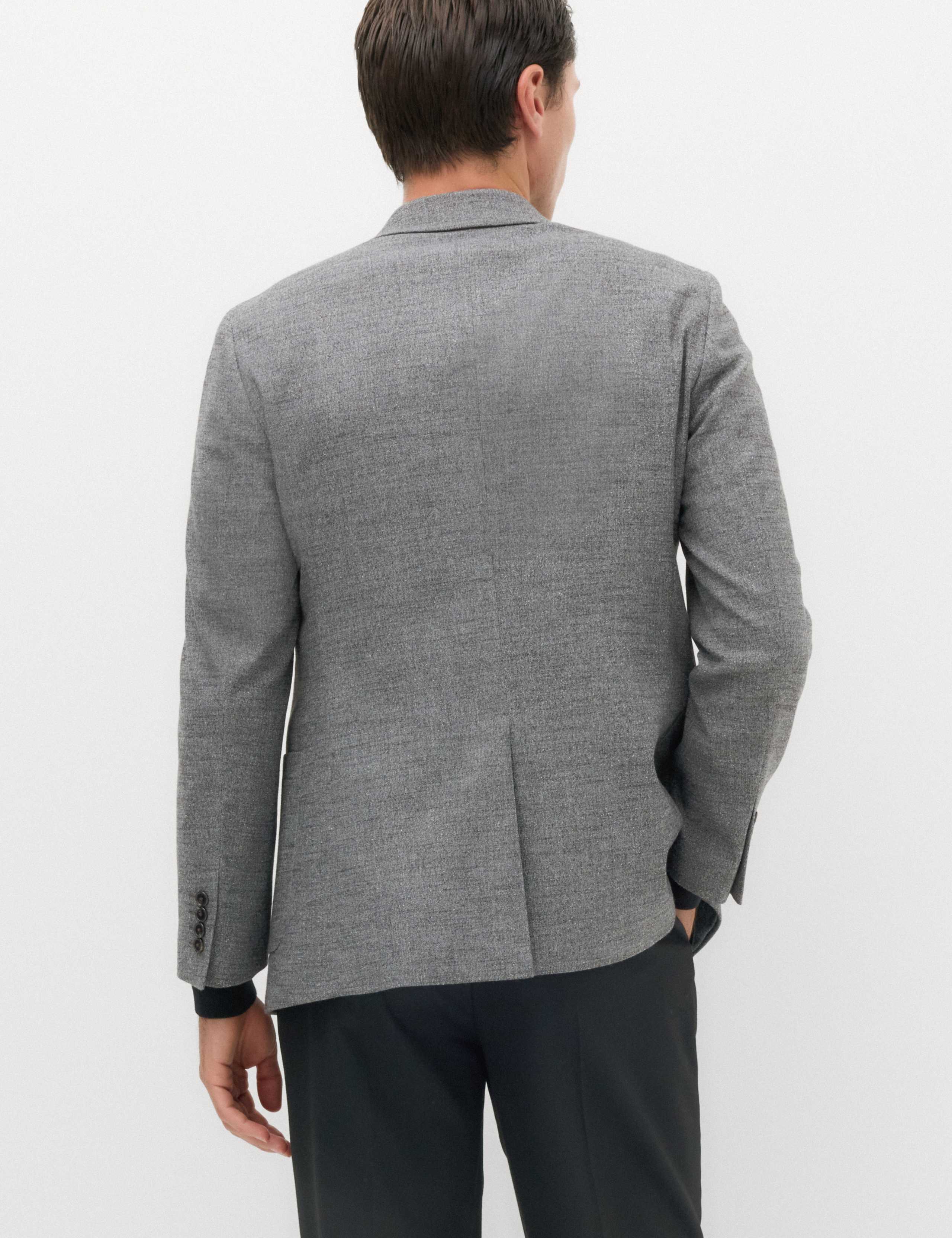 Regular Fit Textured Stretch Double Breasted Suit Jacket 5 of 7