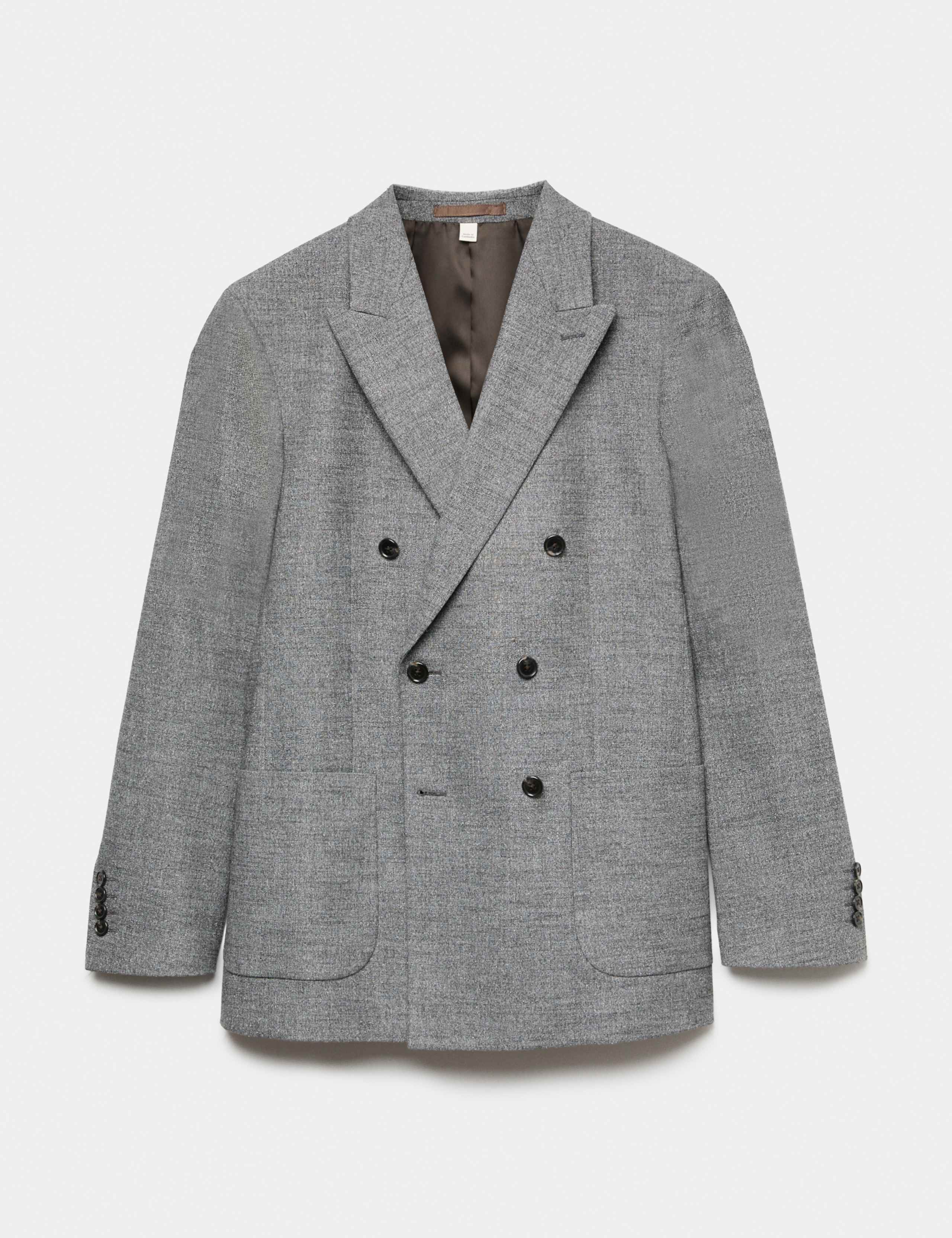 Regular Fit Textured Stretch Double Breasted Suit Jacket 2 of 7