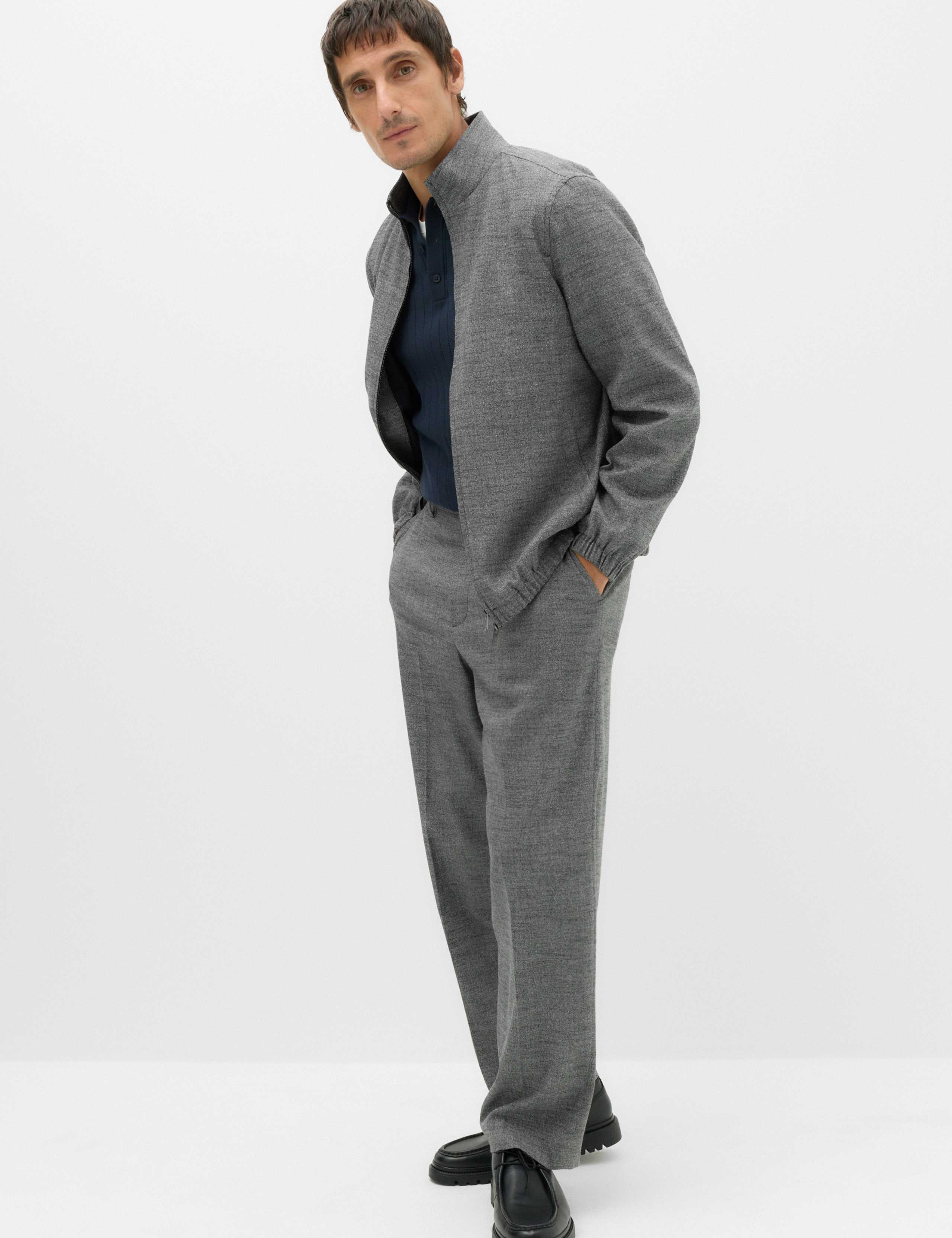 Relaxed Fit Boucle Textured Smart Trousers 6 of 6