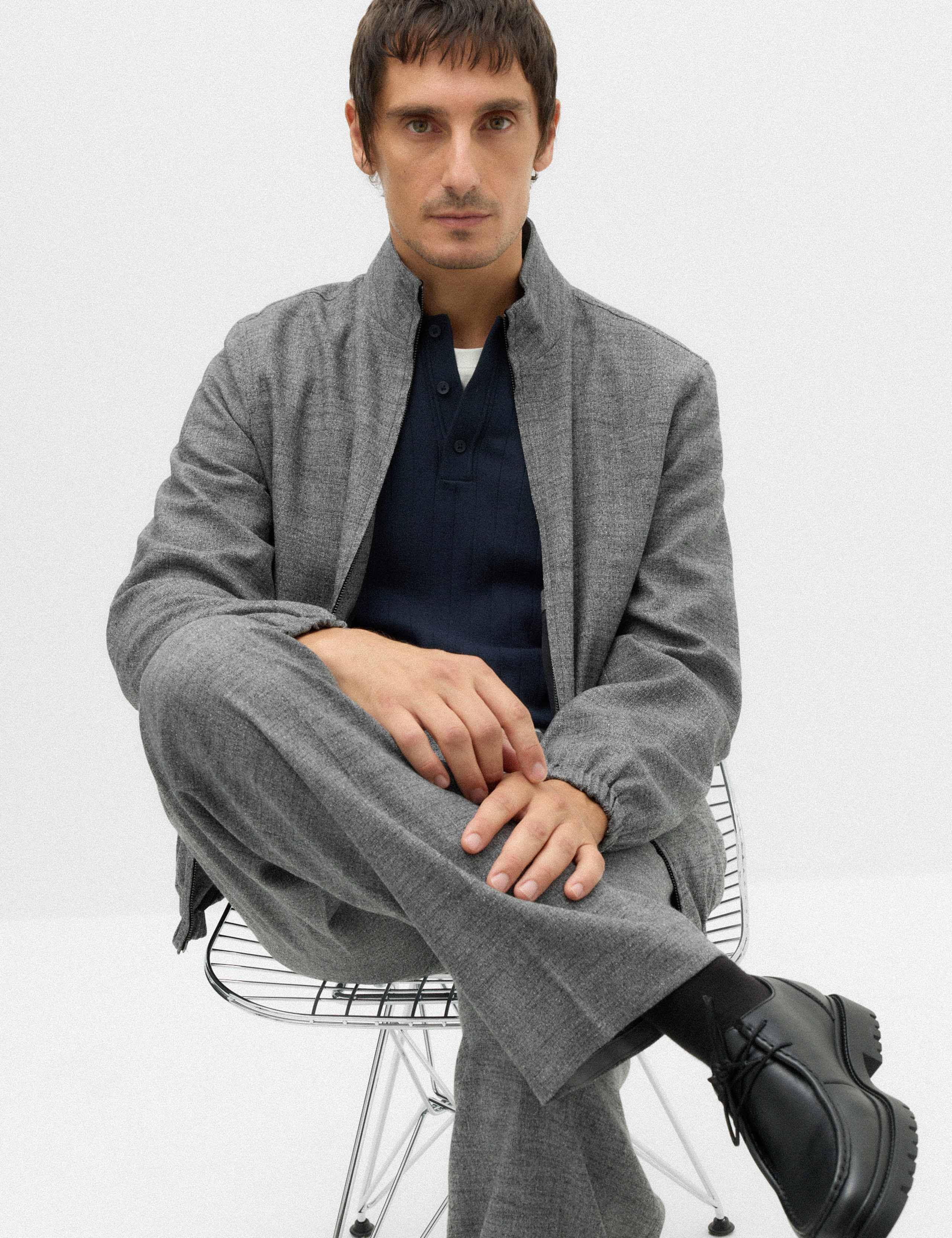 Regular Fit Textured Funnel Neck Suit Jacket 7 of 7
