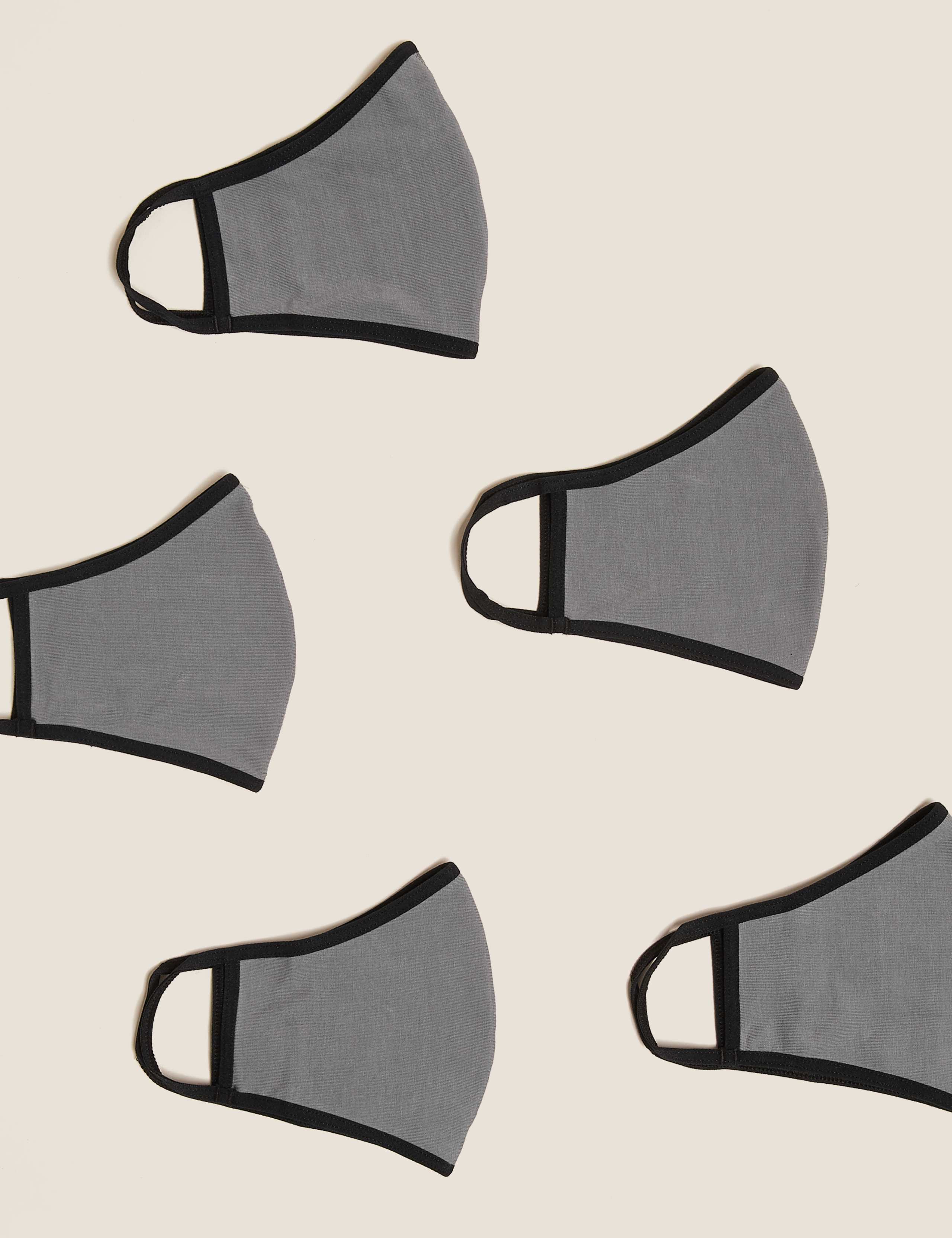 5 Pack Reusable Jersey 3-Ply Face Coverings 5 of 7