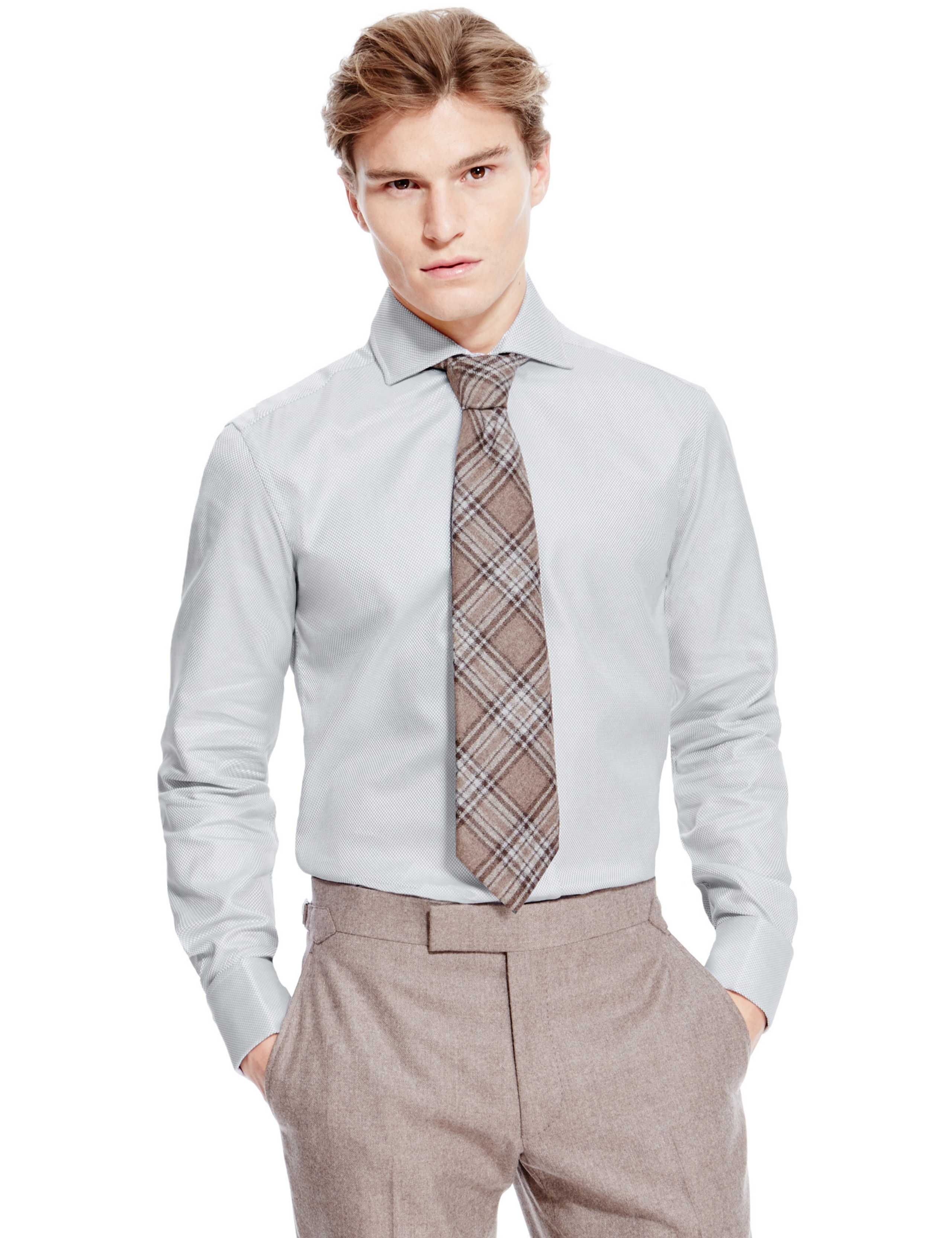 Pure Cotton Tailored Fit Basket Weave Shirt 1 of 4