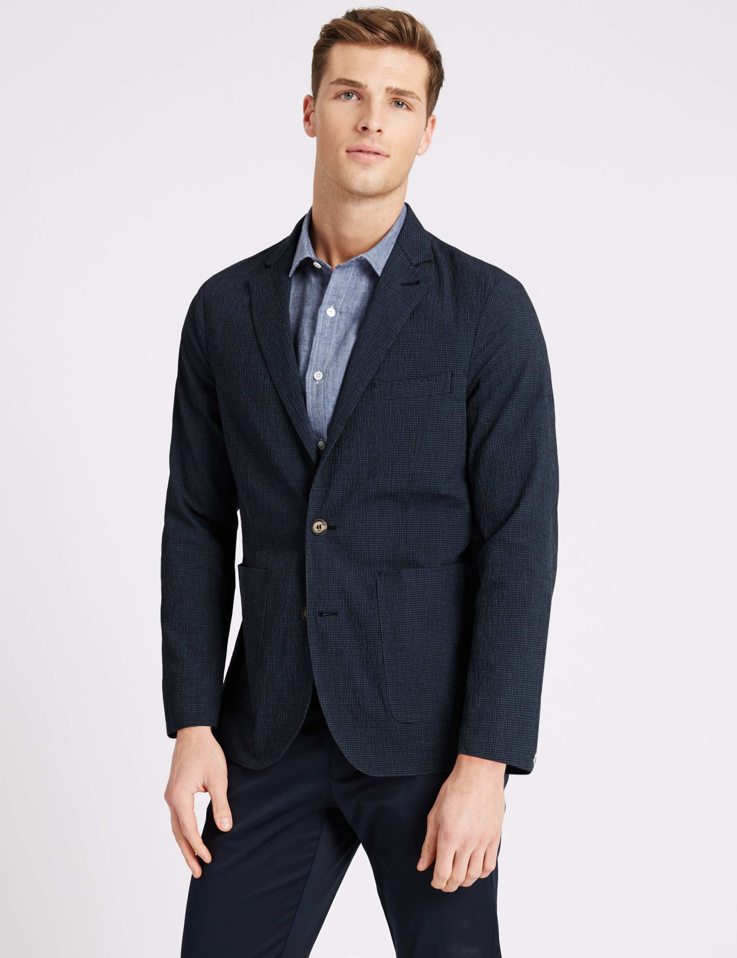Mini Grid-Checked Seersucker Blazer 3 of 7