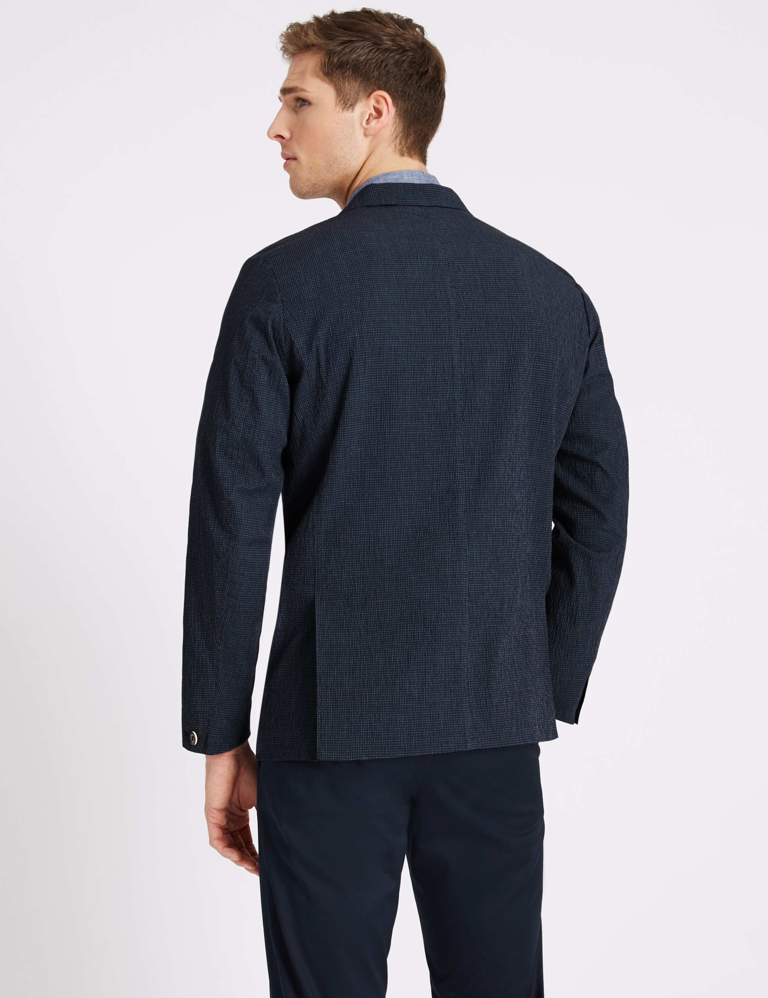 Mini Grid-Checked Seersucker Blazer 4 of 7