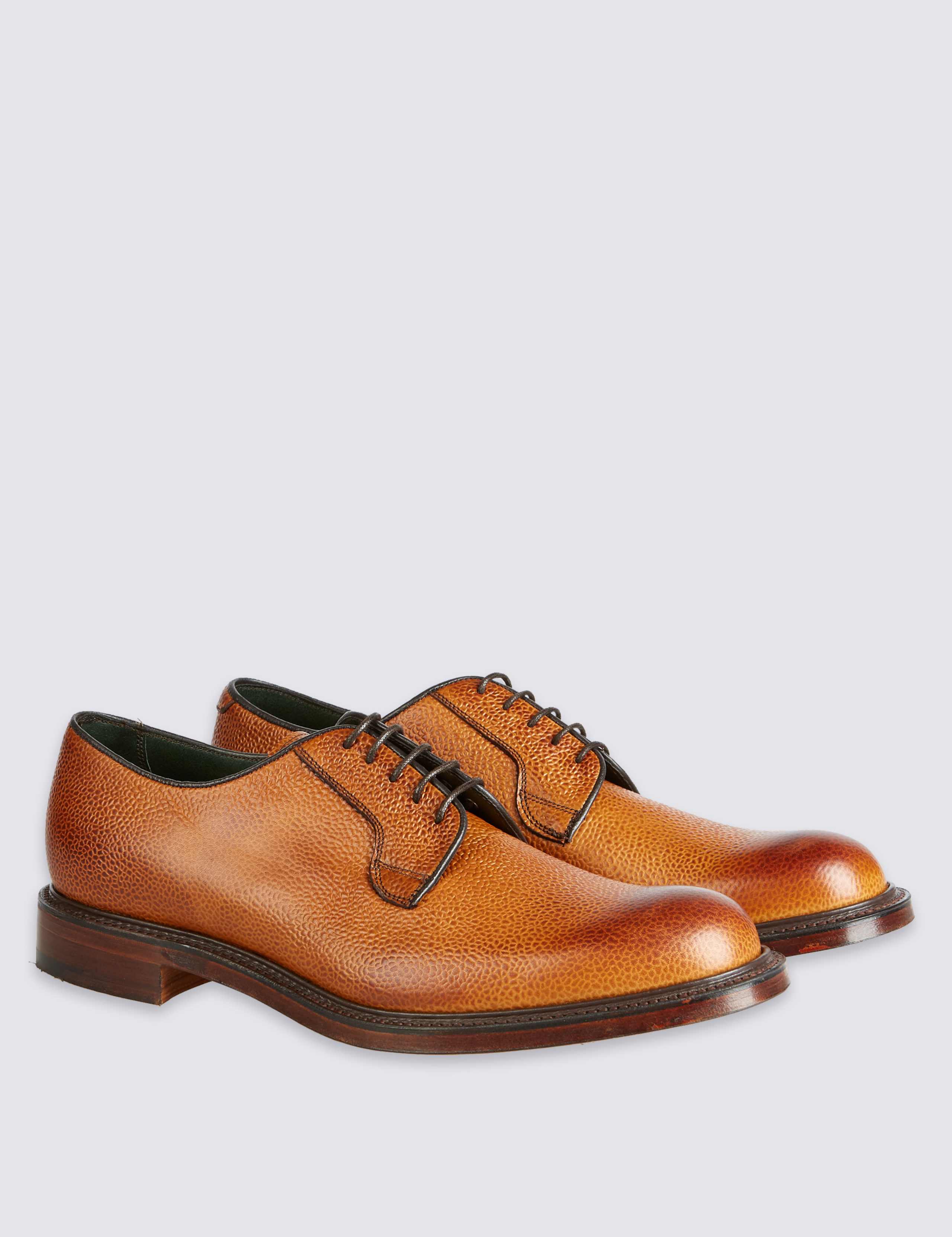 Luxury Derby Shoe in Tan Scotchgrain Leather 1 of 4