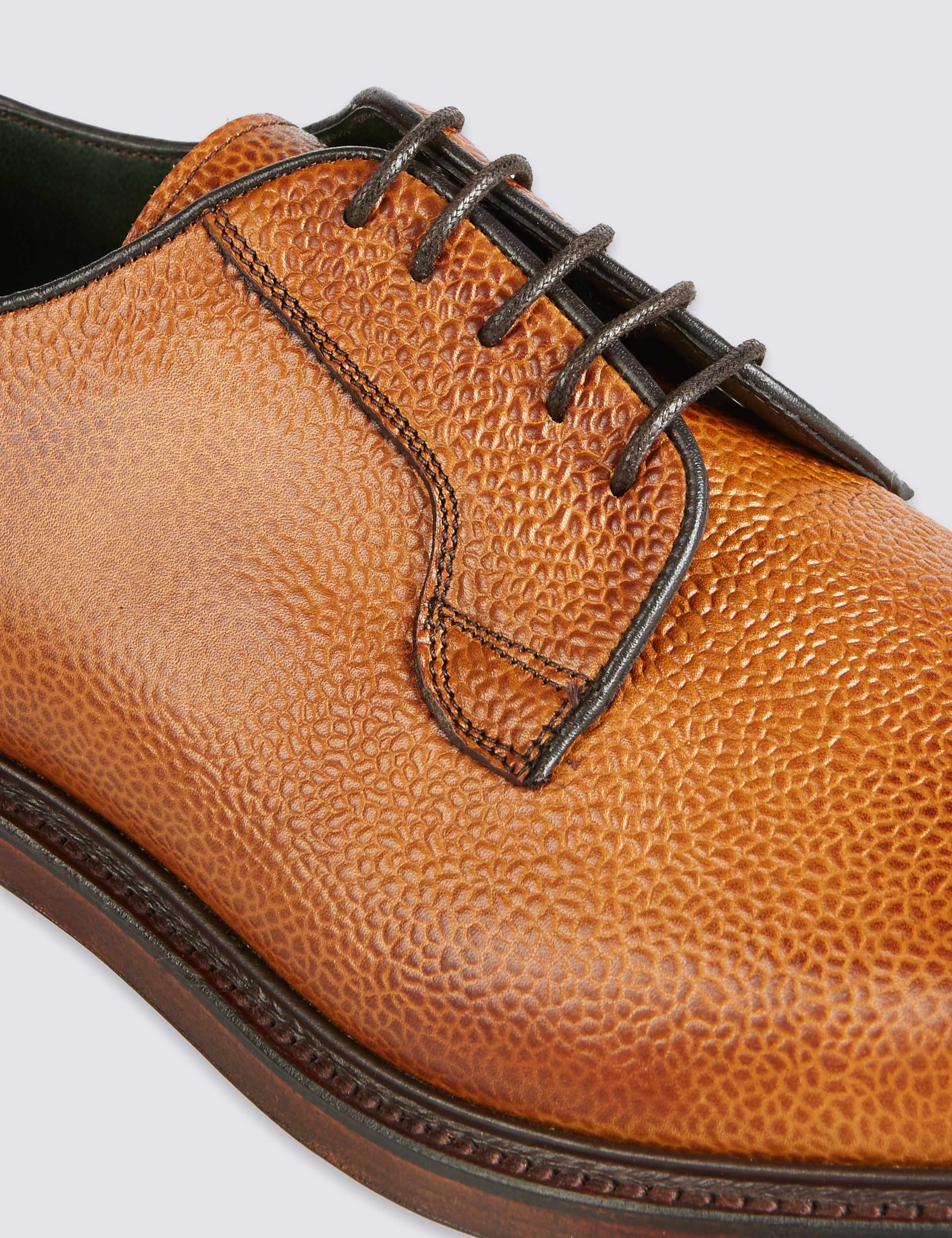 Luxury Derby Shoe in Tan Scotchgrain Leather 4 of 4