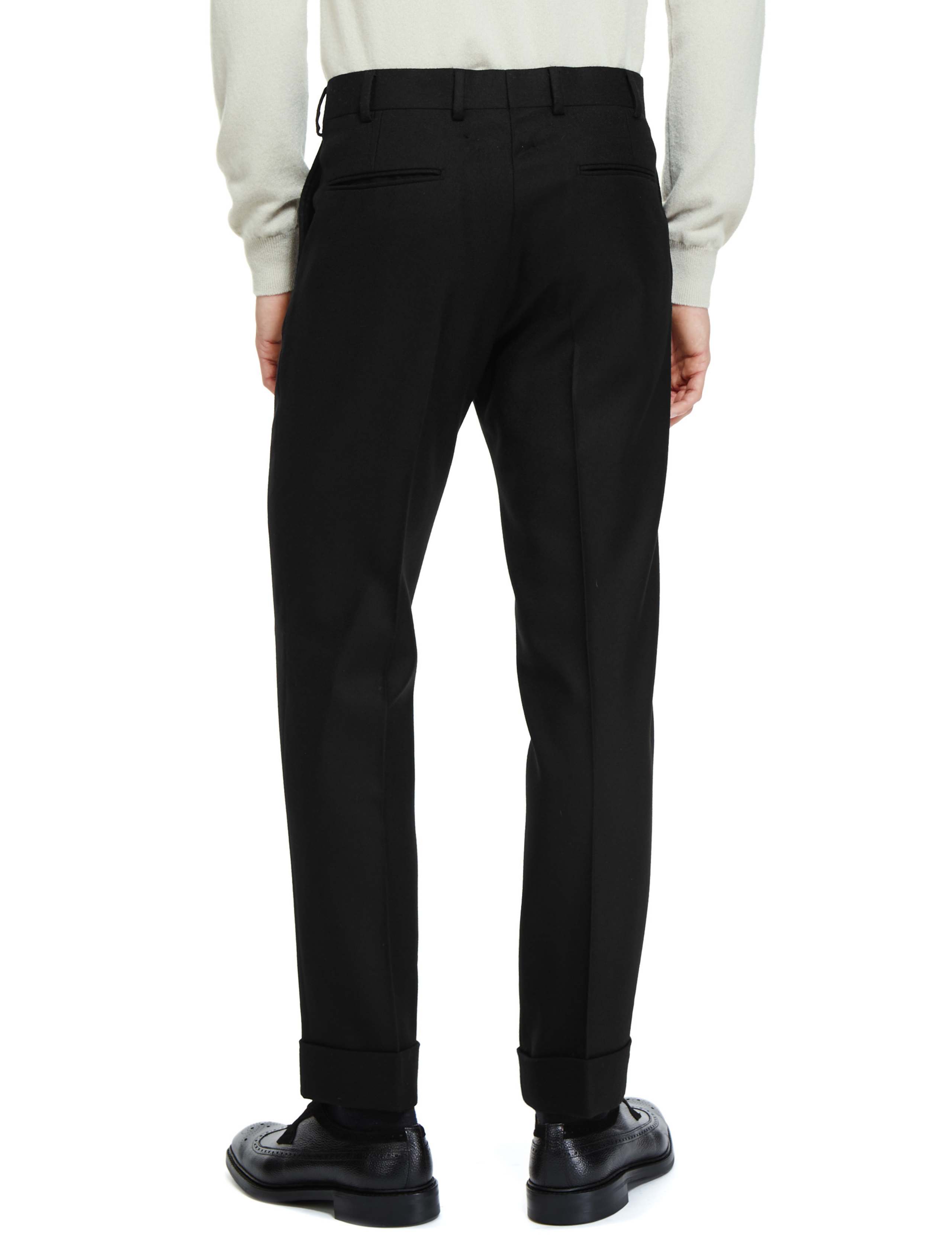 Pure Wool Tailored Fit Flat Front Twill Trousers 3 of 3