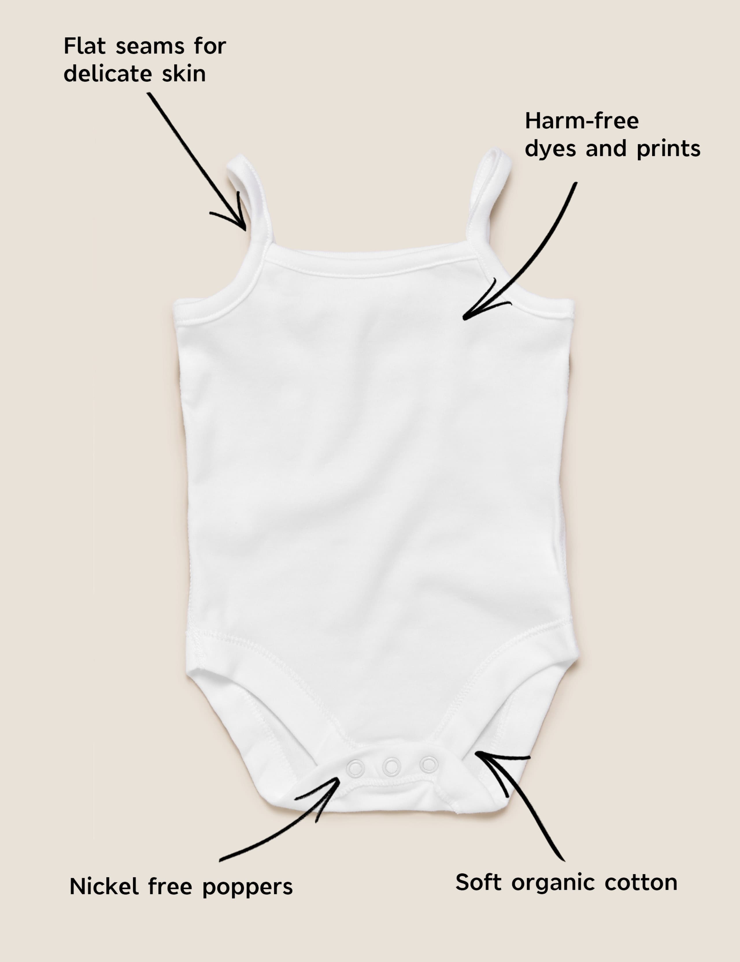 5 Pack Pure Cotton Strappy Bodysuits (6½lbs-3 Yrs) 9 of 9