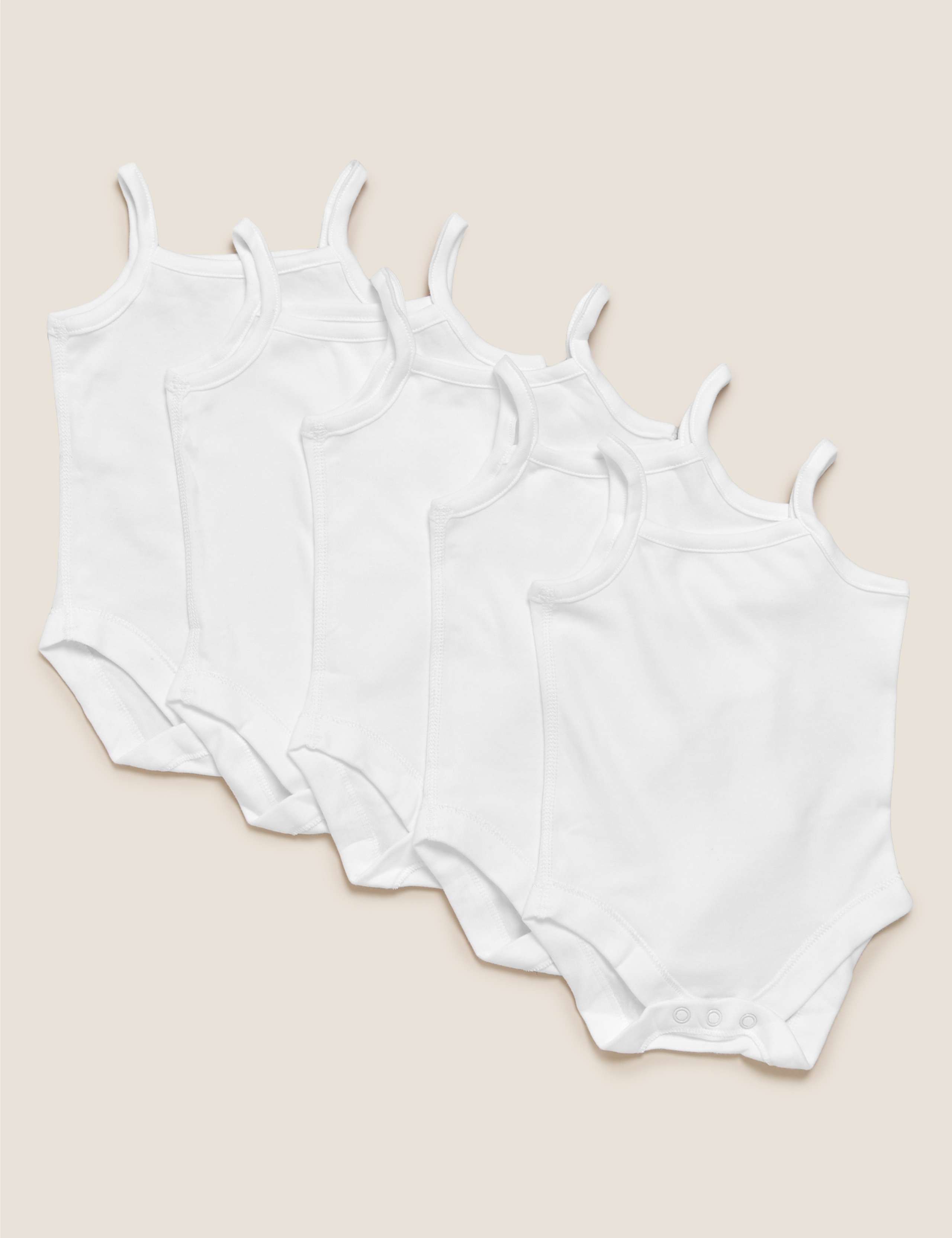 5 Pack Pure Cotton Strappy Bodysuits (6½lbs-3 Yrs) 1 of 9