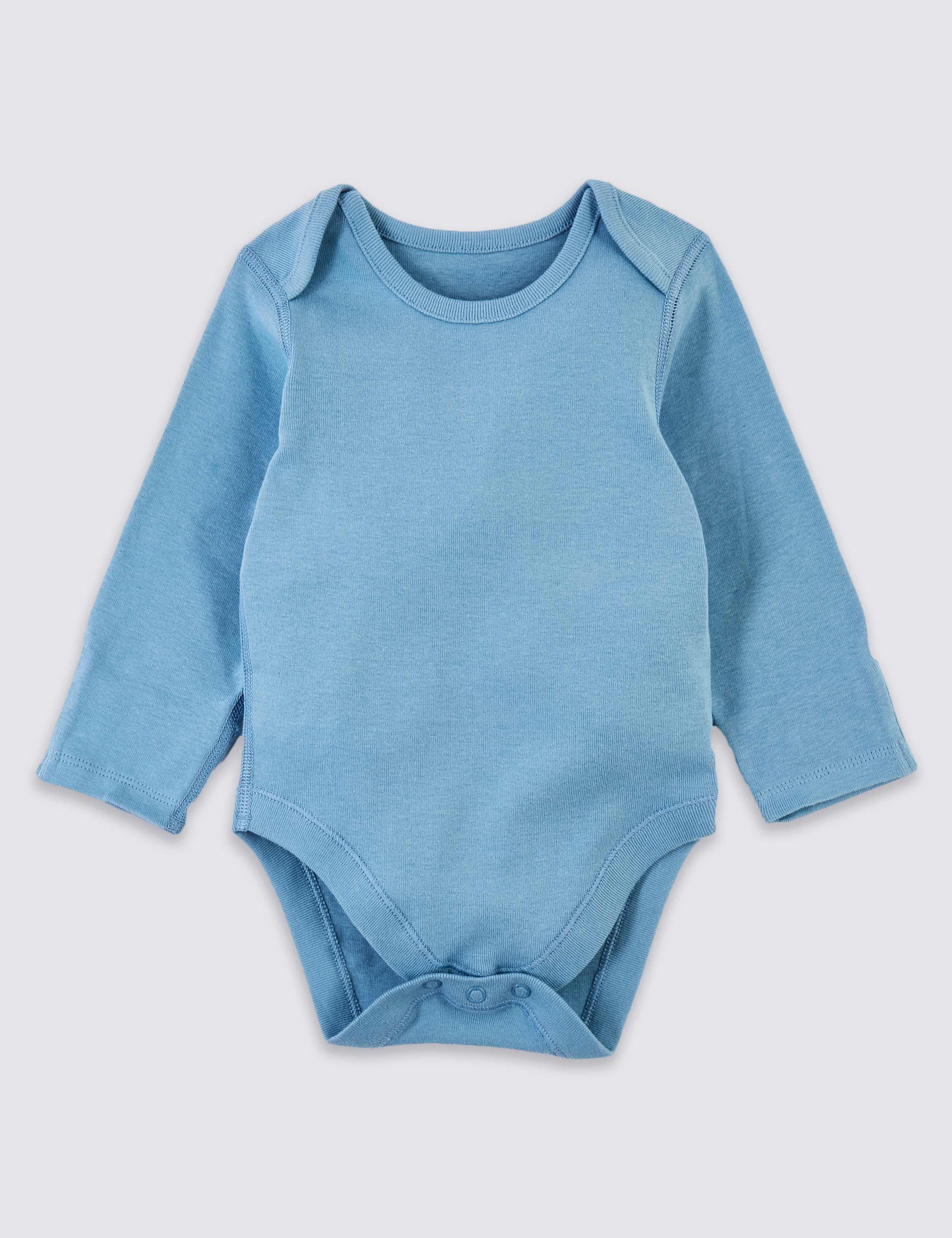 5 Pack Organic Pure Cotton Ribbed Bodysuits (6½lbs-3 Yrs) 4 of 8