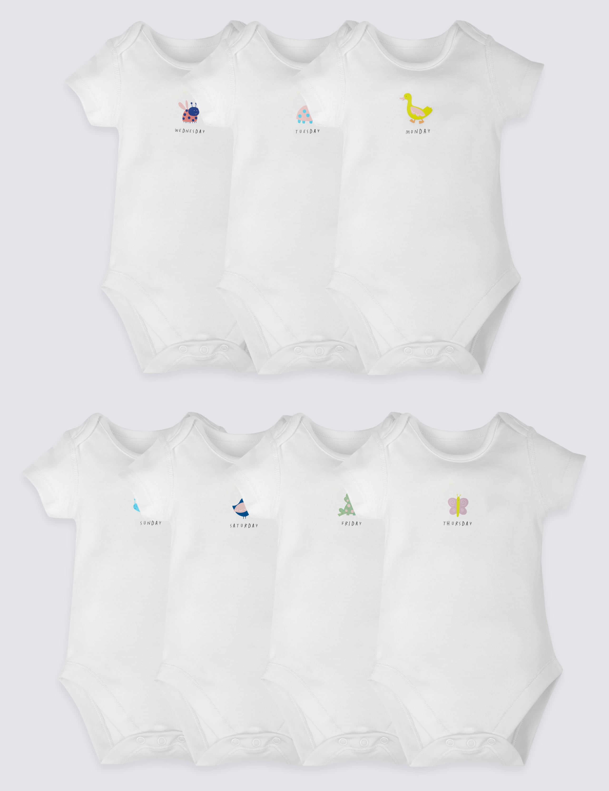 7 Pack Days of the Week Bodysuits 1 of 8