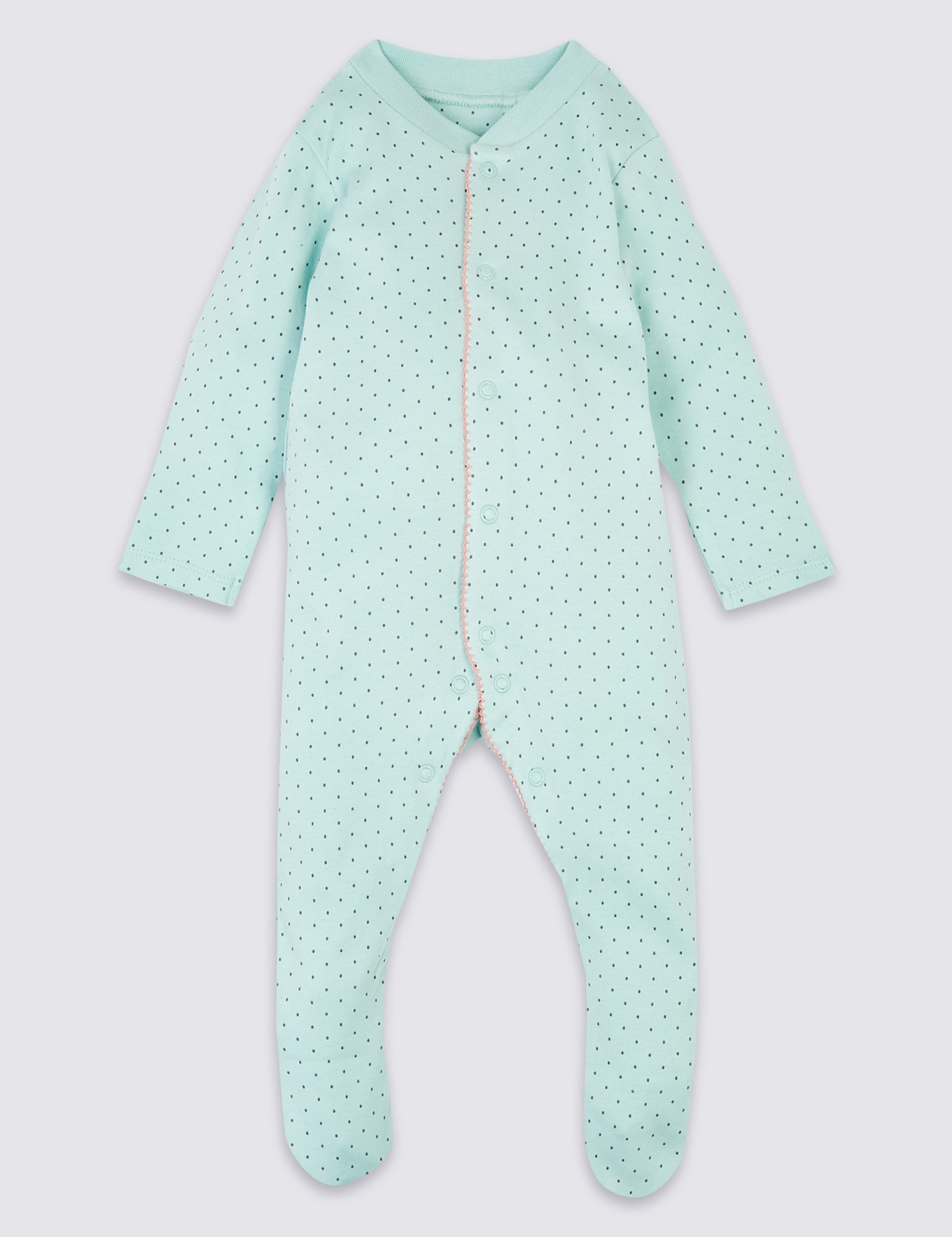 3 Pack Organic Cotton Sleepsuits (6½lbs-3 Yrs) 2 of 8