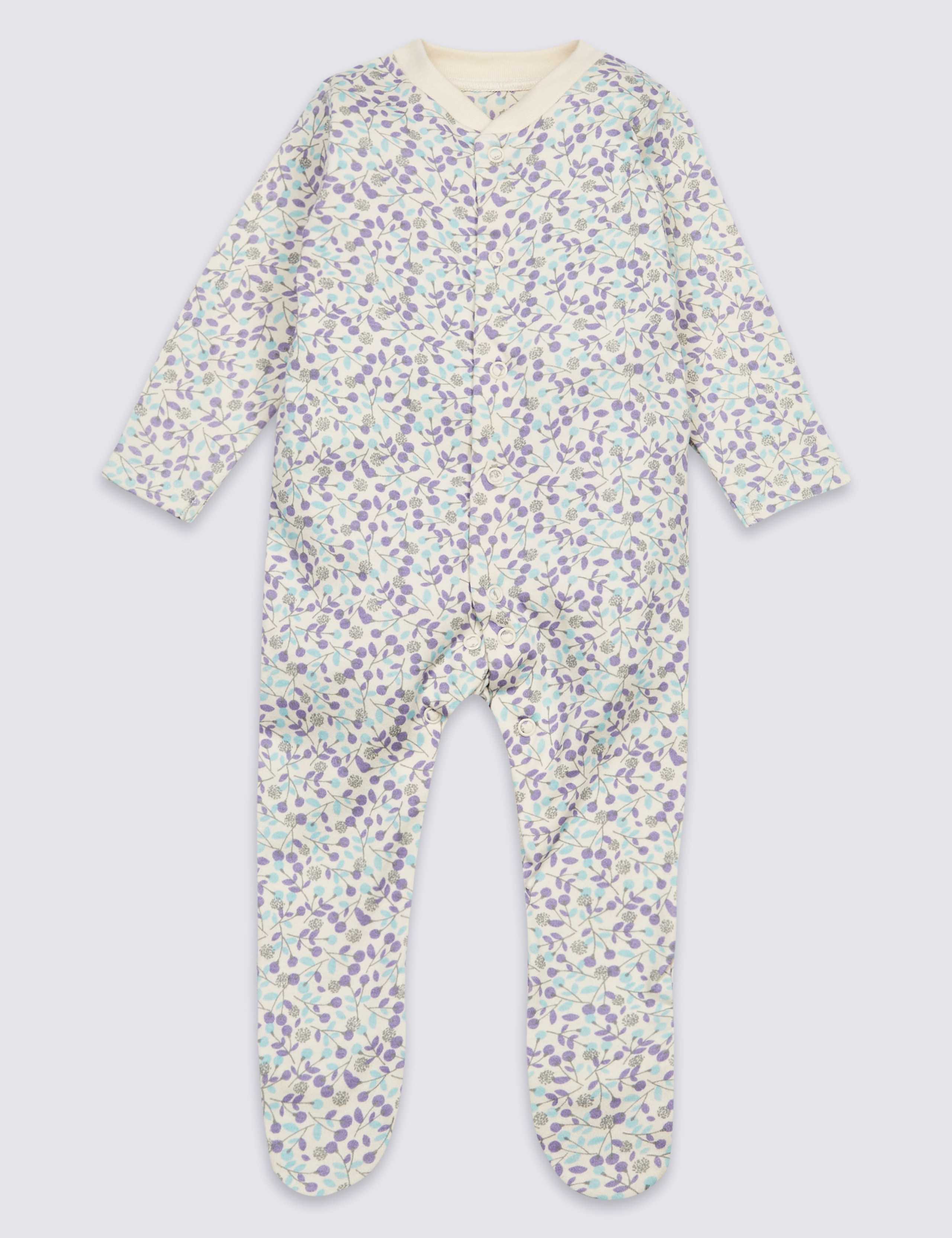 3 Pack Pure Cotton Sleepsuits 4 of 8