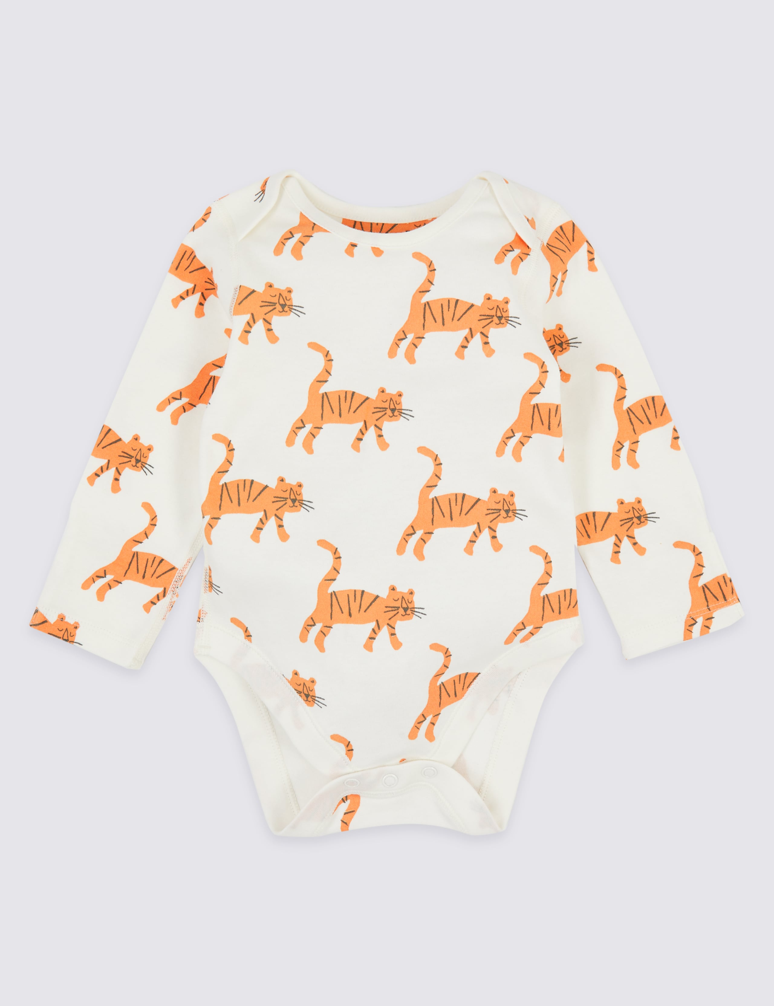 5 Pack Organic Cotton Tiger Bodysuits 2 of 8