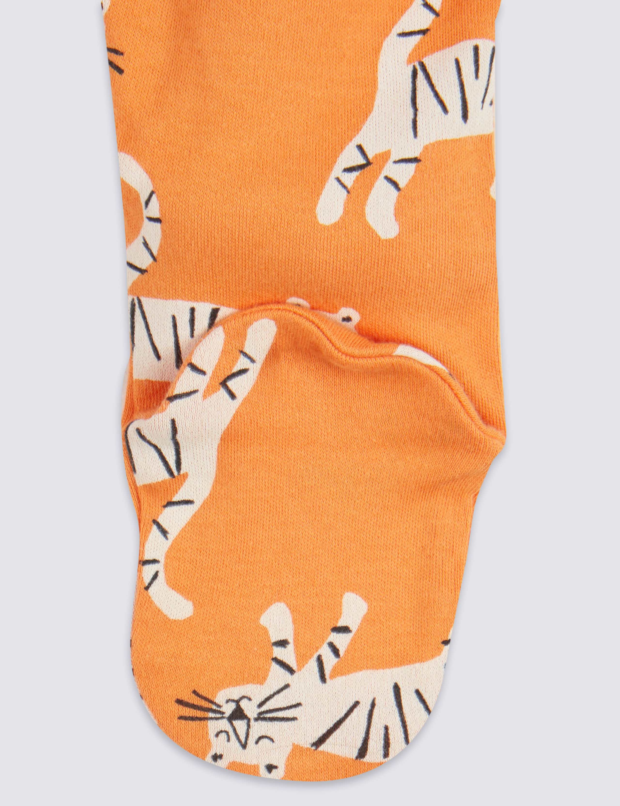 3 Pack Organic Cotton Tiger Sleepsuits 6 of 8