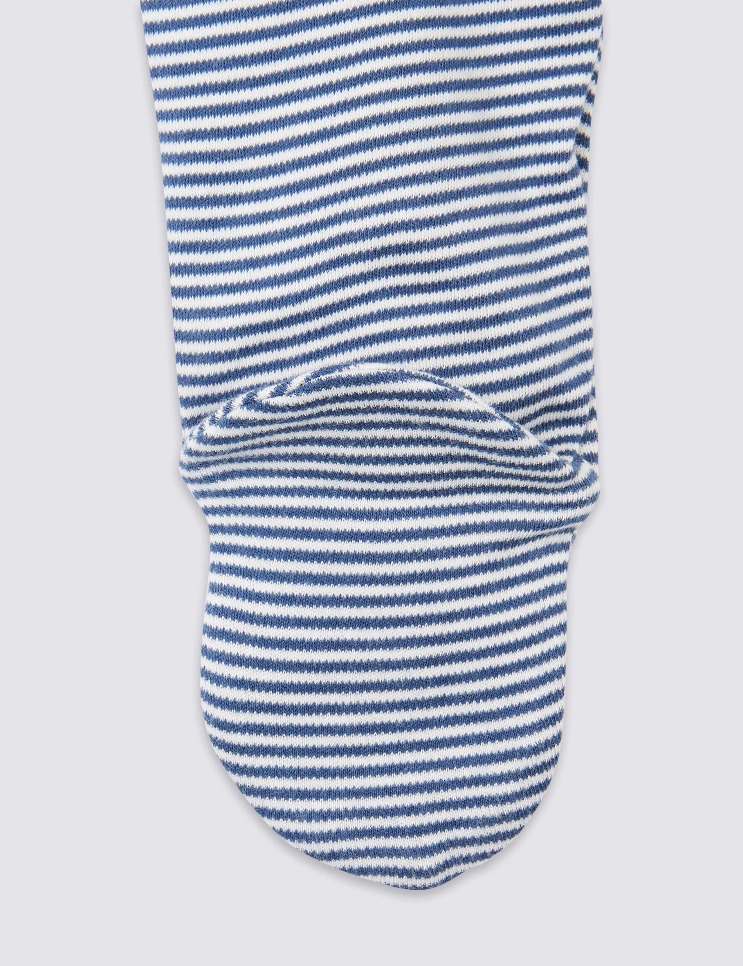 3 Pack Organic Pure Cotton Whale Sleepsuits 6 of 8