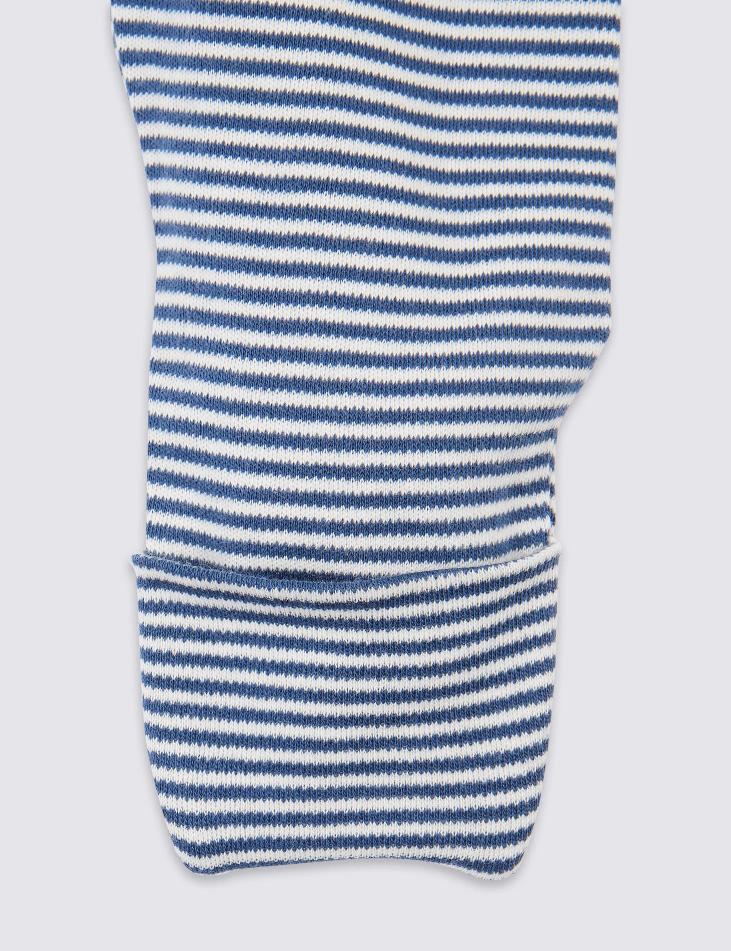 3 Pack Organic Pure Cotton Whale Sleepsuits 7 of 8