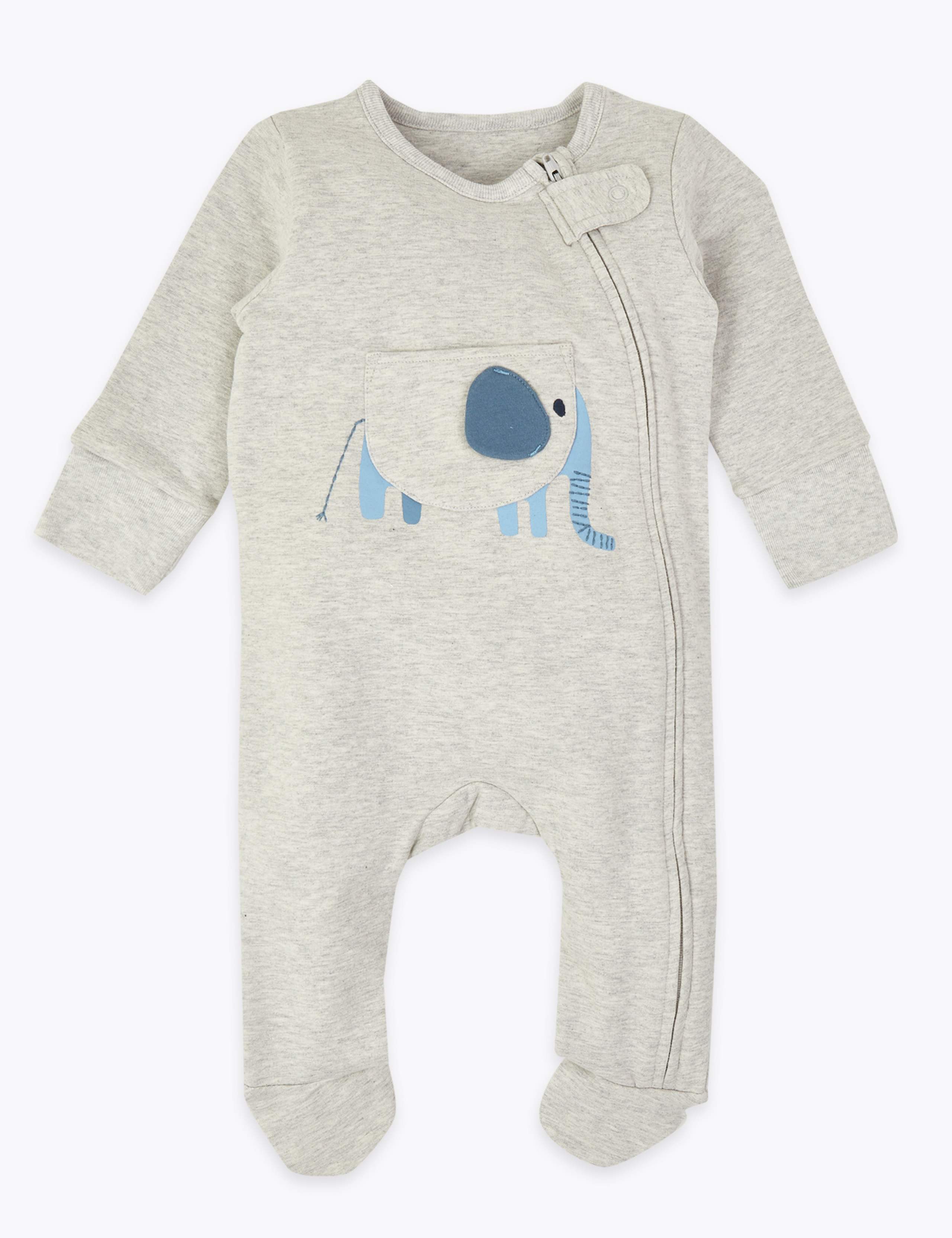 2 Pack Striped & Elephant Sleepsuits (7lbs-3 Yrs) 2 of 7