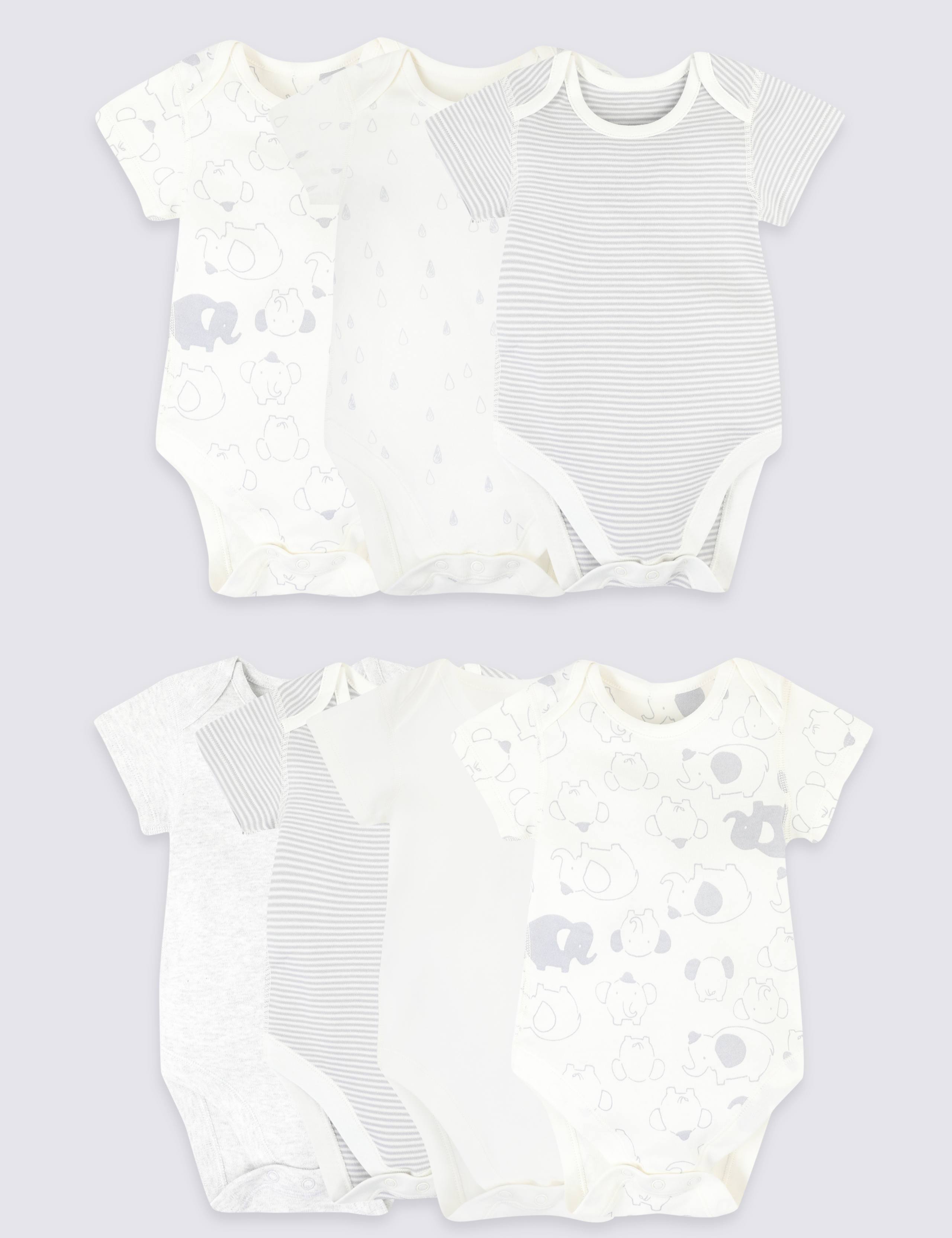 7 Pack Organic Pure Cotton Animal Bodysuits 1 of 8