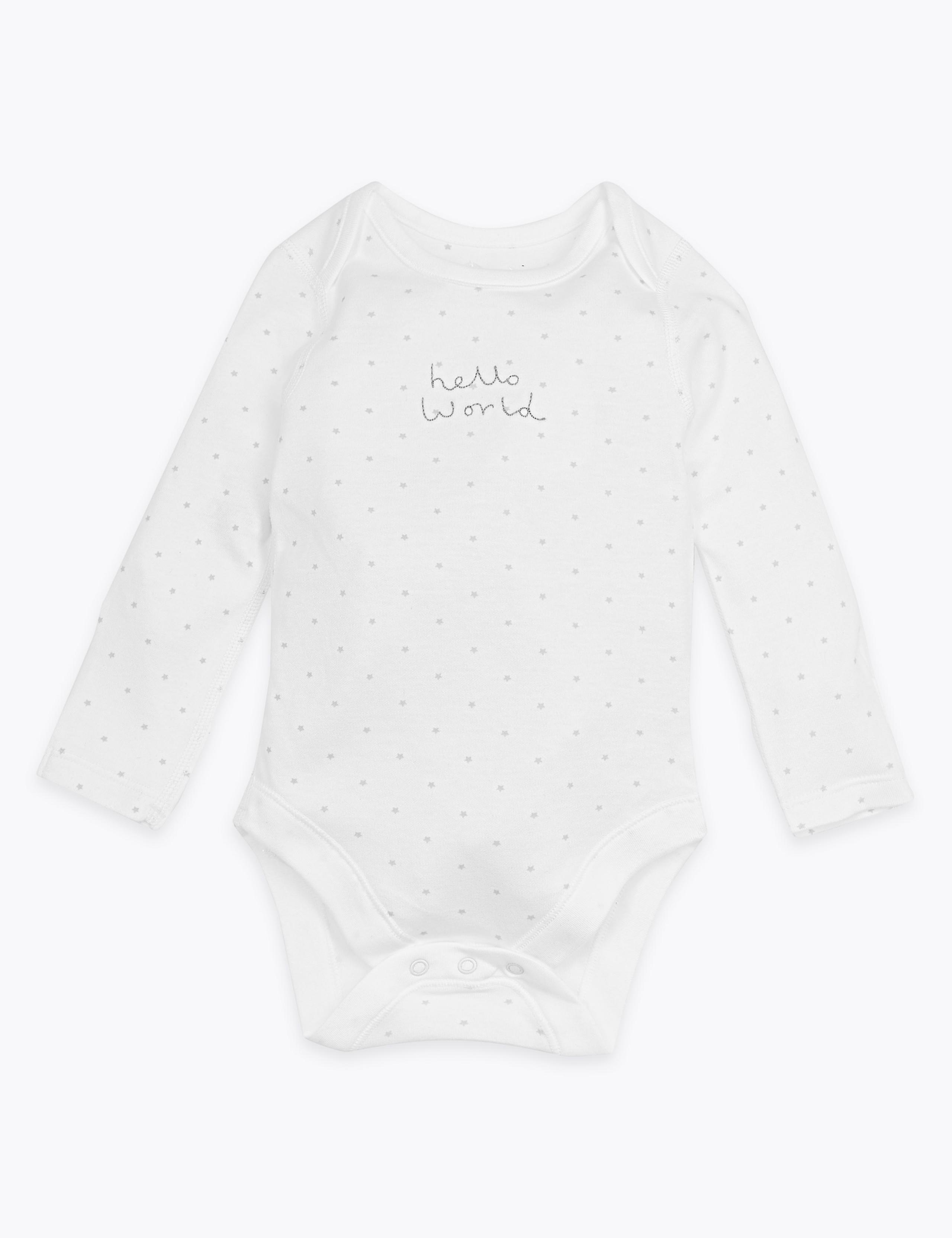 Organic Hello World Star Design Bodysuit (7lbs-12 Mths) 1 of 4