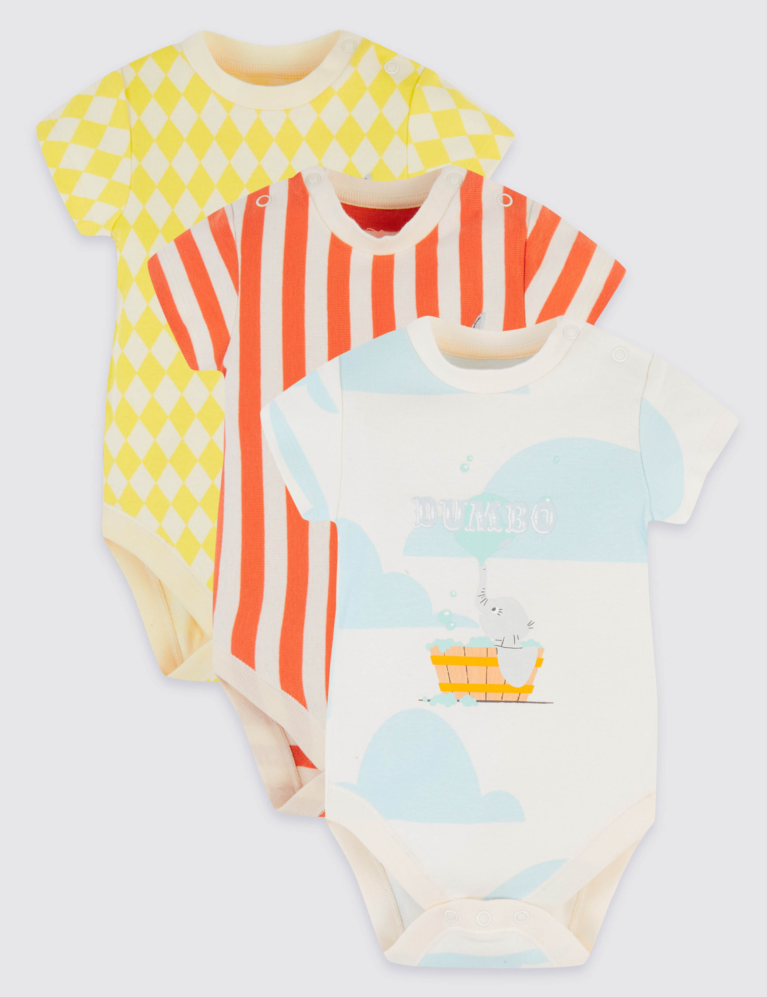 Disney Dumbo™ 3 Pack Pure Cotton Bodysuits 1 of 6