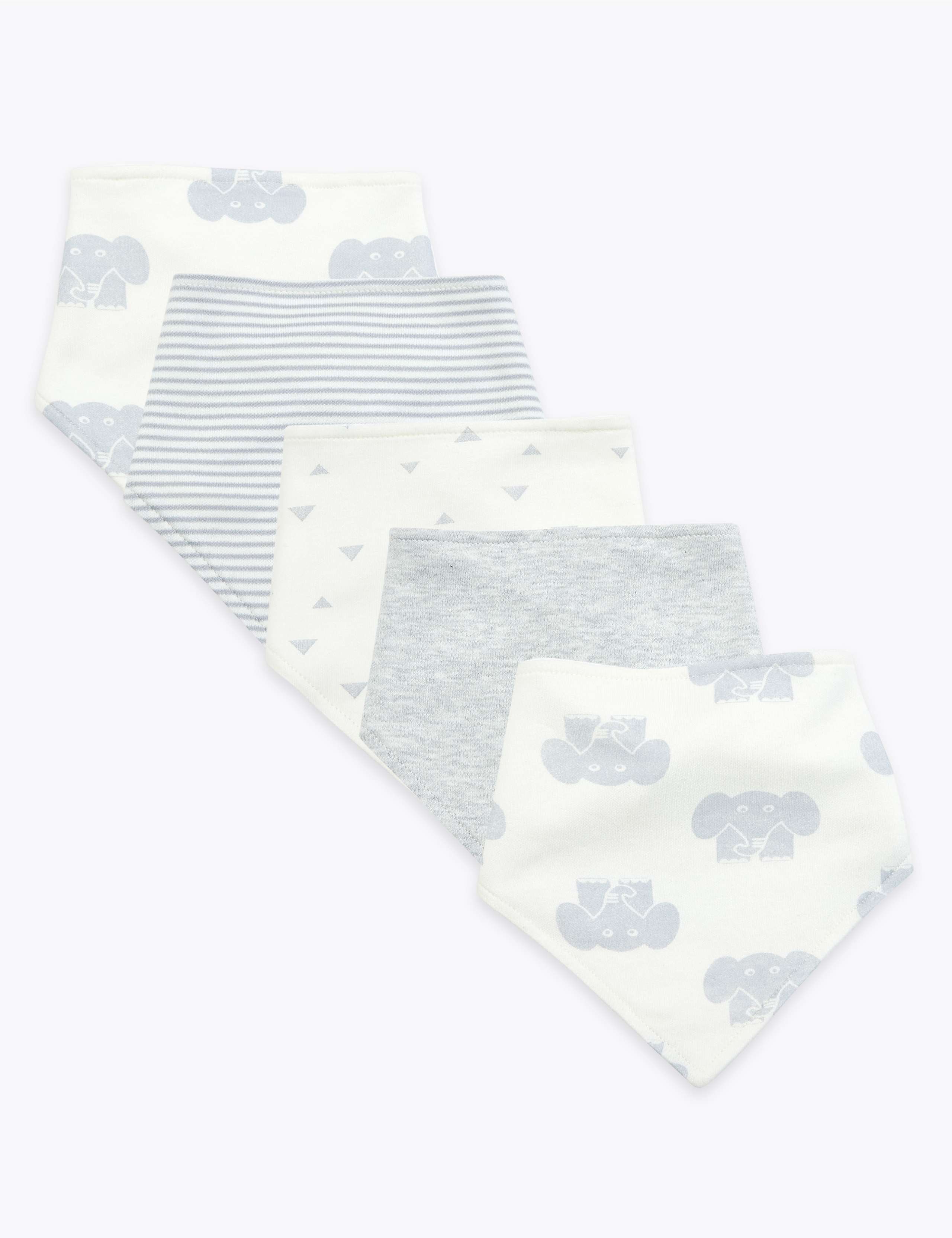 5 Pack Organic Cotton Dribble Bibs 1 of 1
