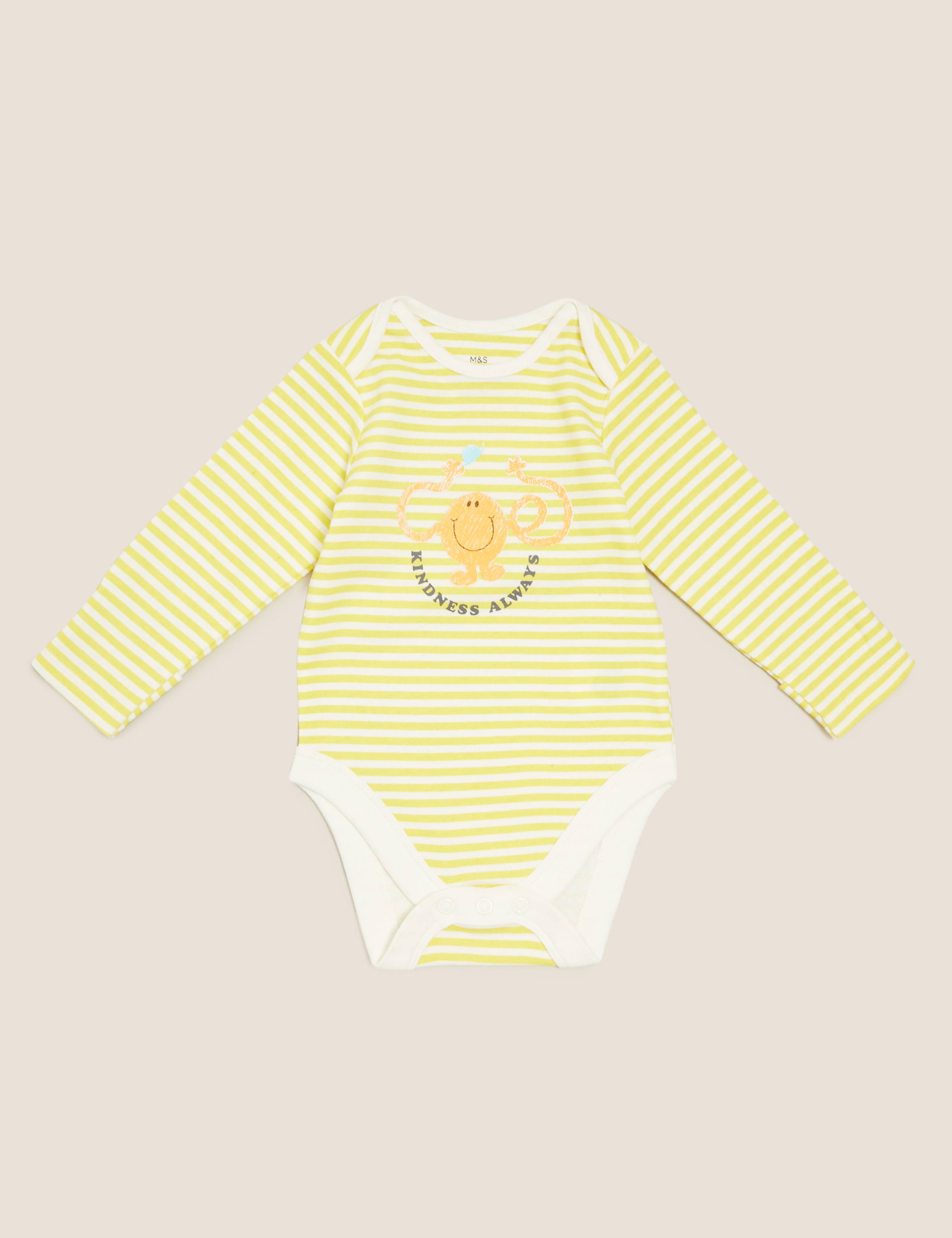 3pk Pure Cotton Mr Men™ Stripe Bodysuits (7lbs-3 Yrs ) 2 of 6