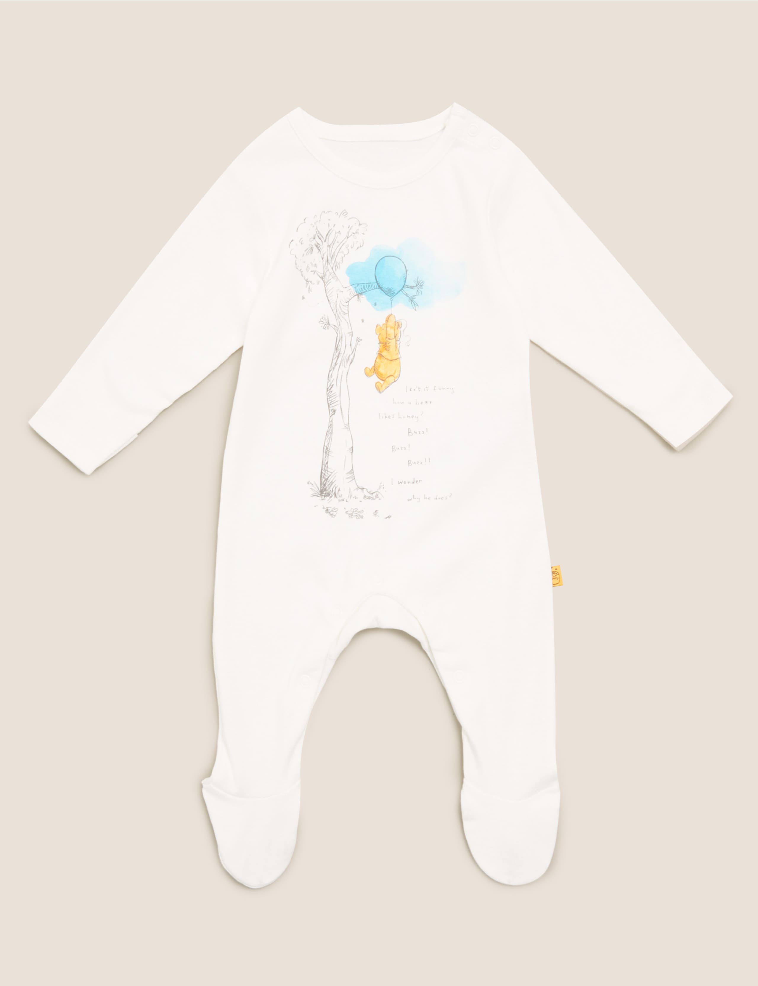 2pk Pure Cotton Winnie the Pooh™ Sleepsuits (0-3 Yrs) 2 of 8