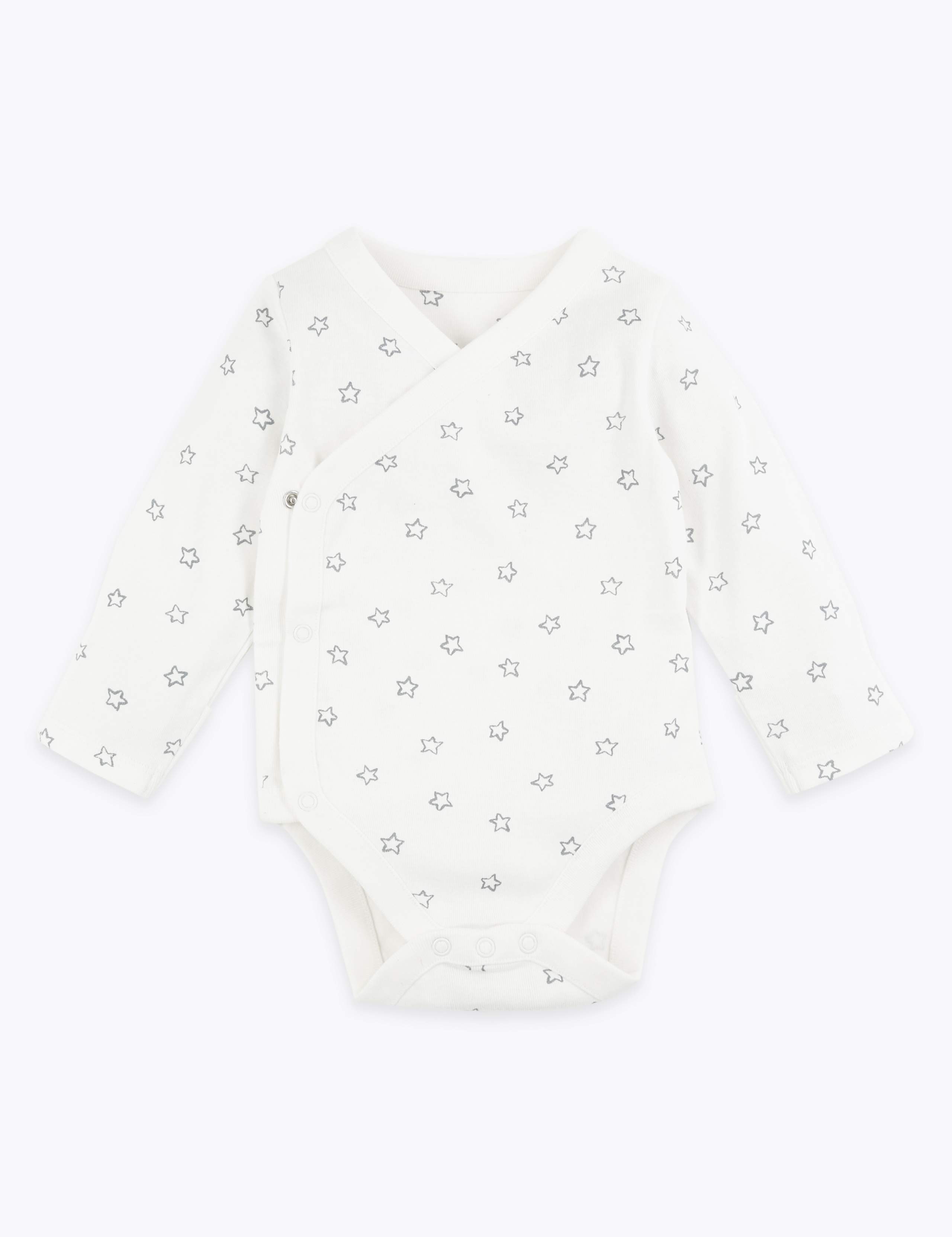 3 Pack Cotton Wrapover Bodysuits (6½lbs-12 Mths) 2 of 7