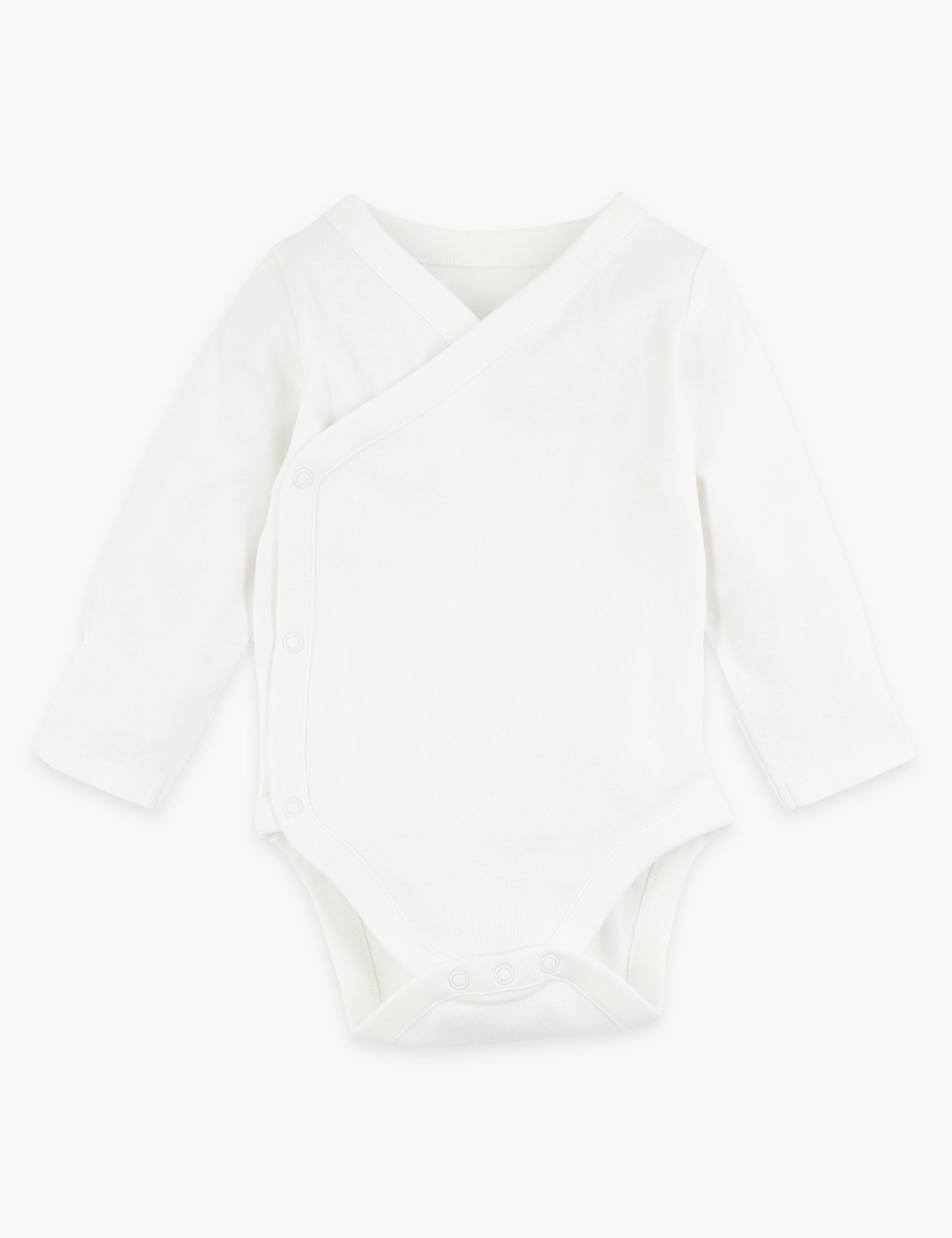 3 Pack Cotton Wrapover Bodysuits (6½lbs-12 Mths) 4 of 7