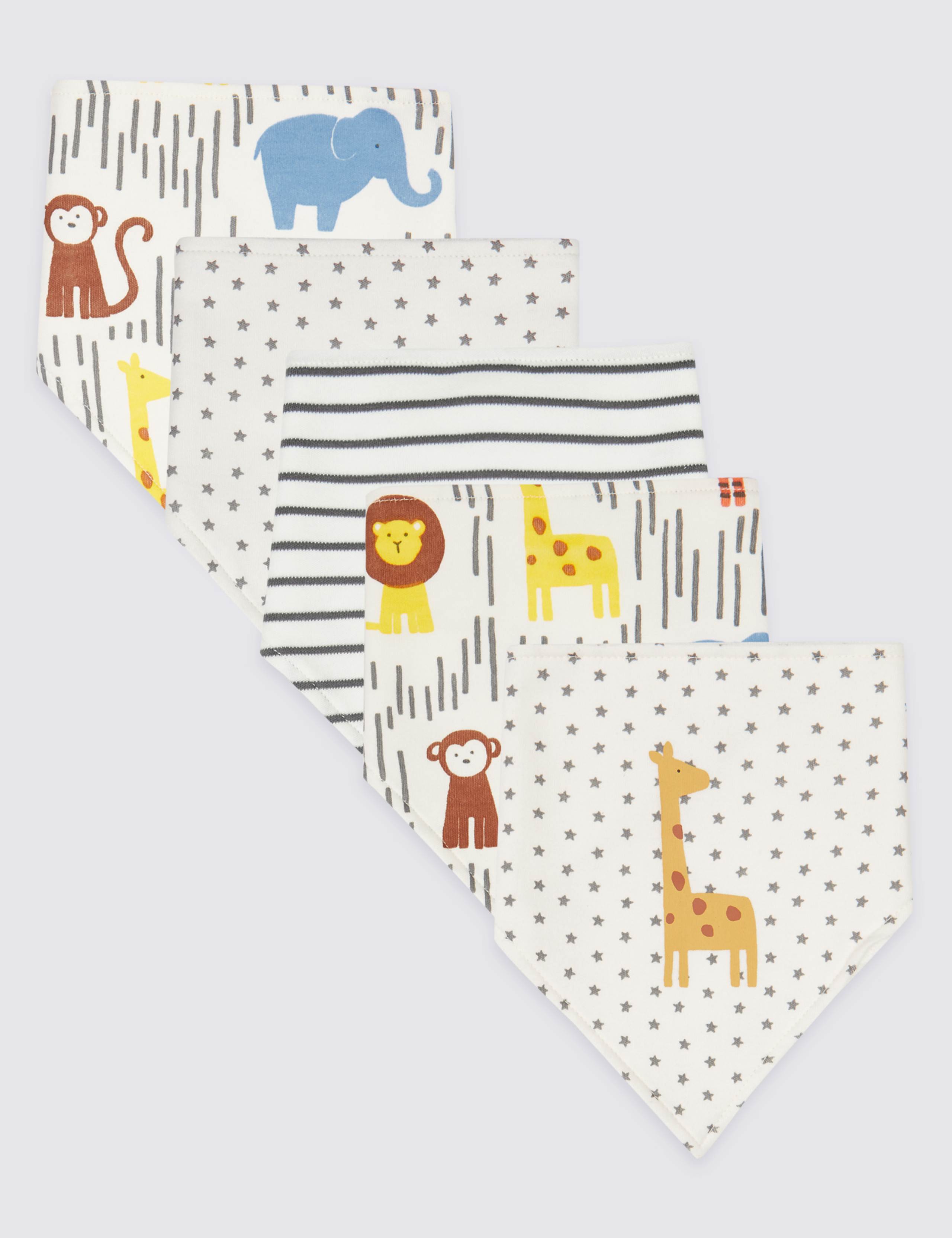 5 Pack Organic Cotton Dribble Bibs 1 of 1