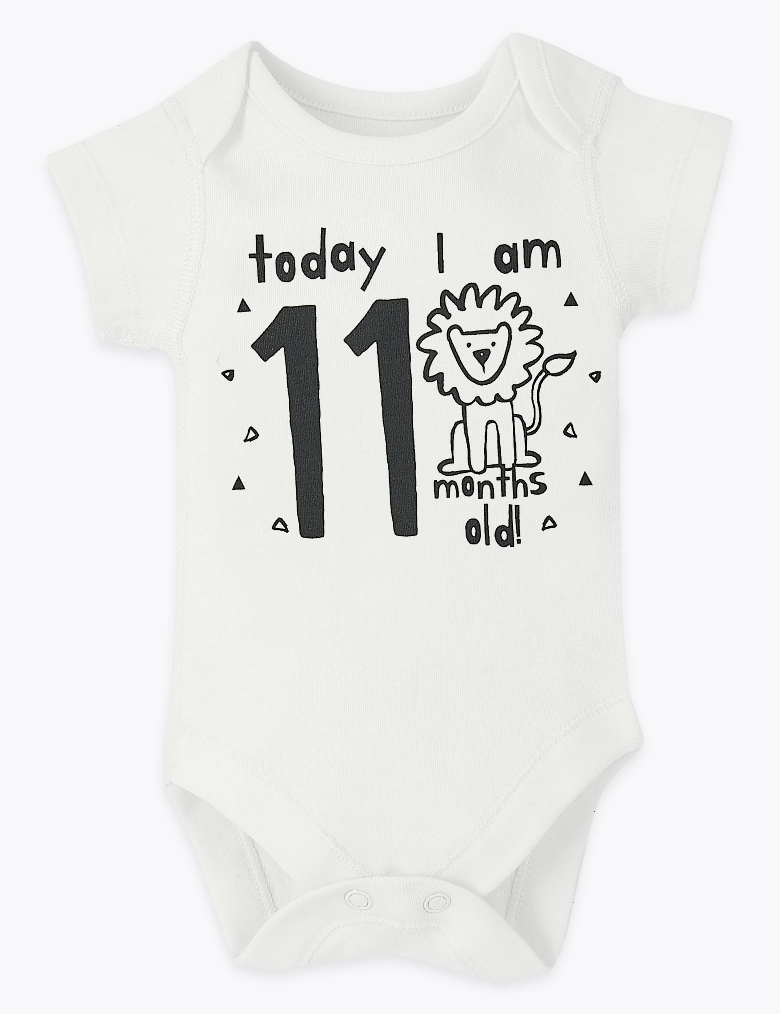12 Pack Cotton Milestone Bodysuits 12 of 13
