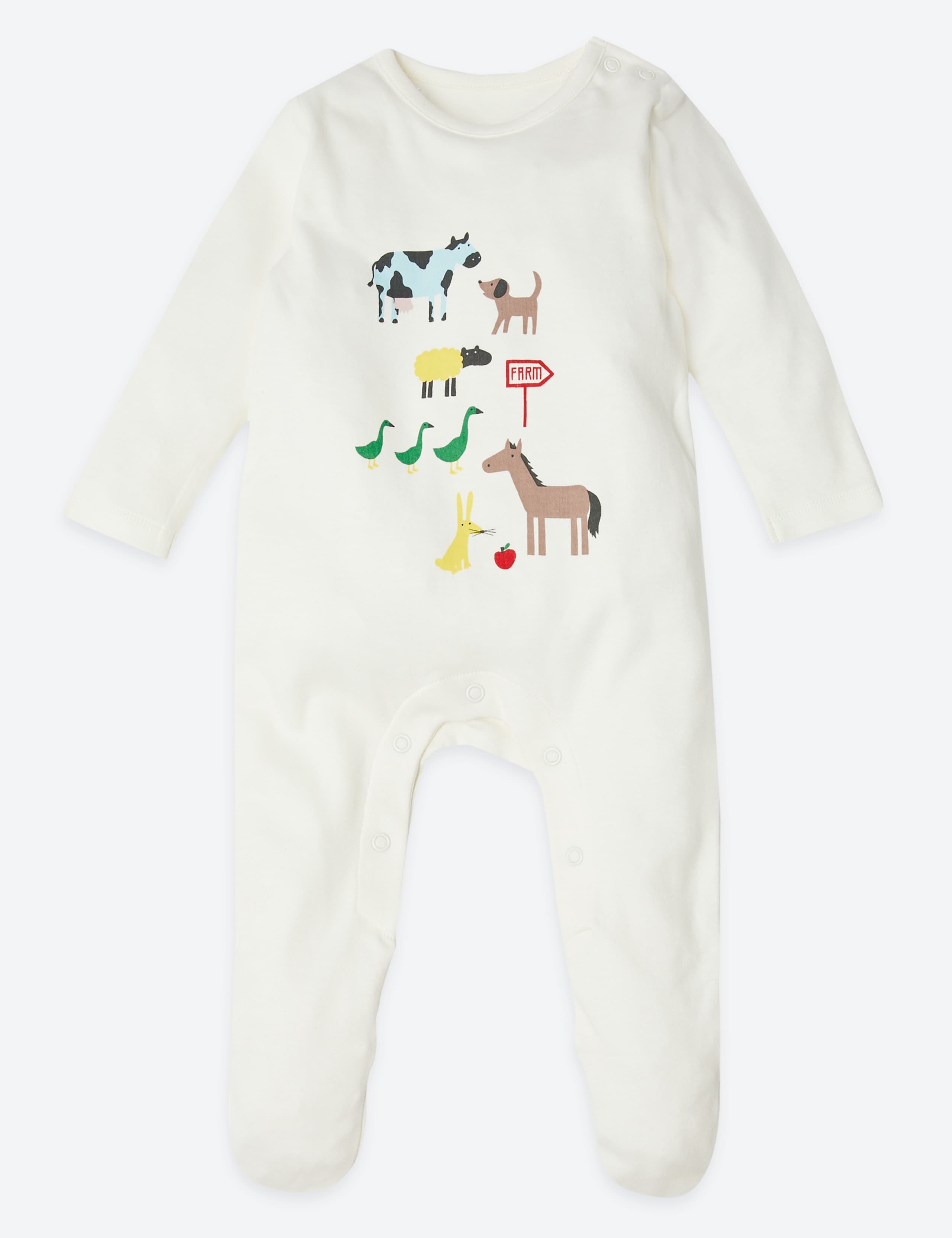 3 Pack Organic Pure Cotton Farmyard Print Sleepsuits (61/2lbs-3 Yrs) 3 of 7
