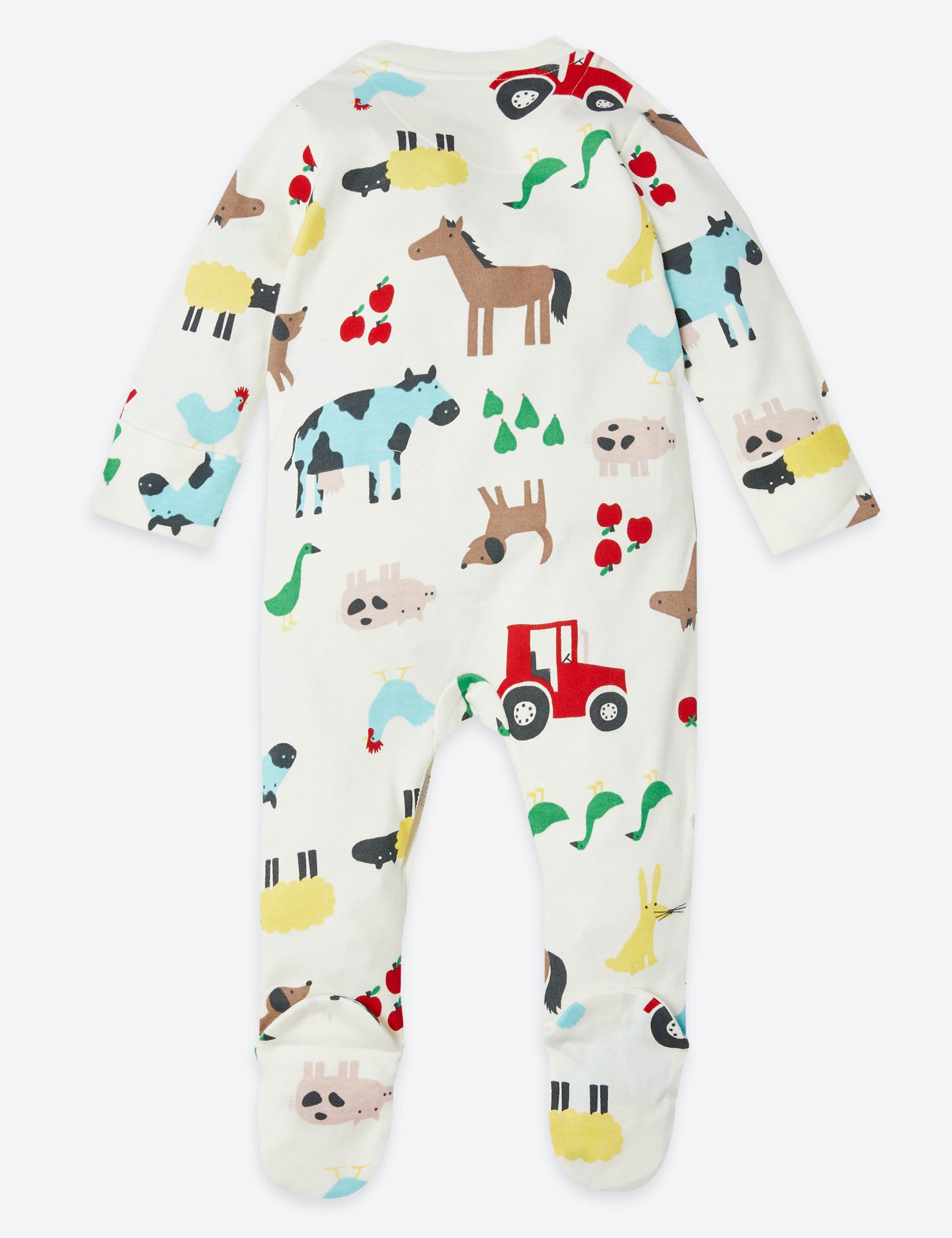 3 Pack Organic Pure Cotton Farmyard Print Sleepsuits (61/2lbs-3 Yrs) 5 of 7