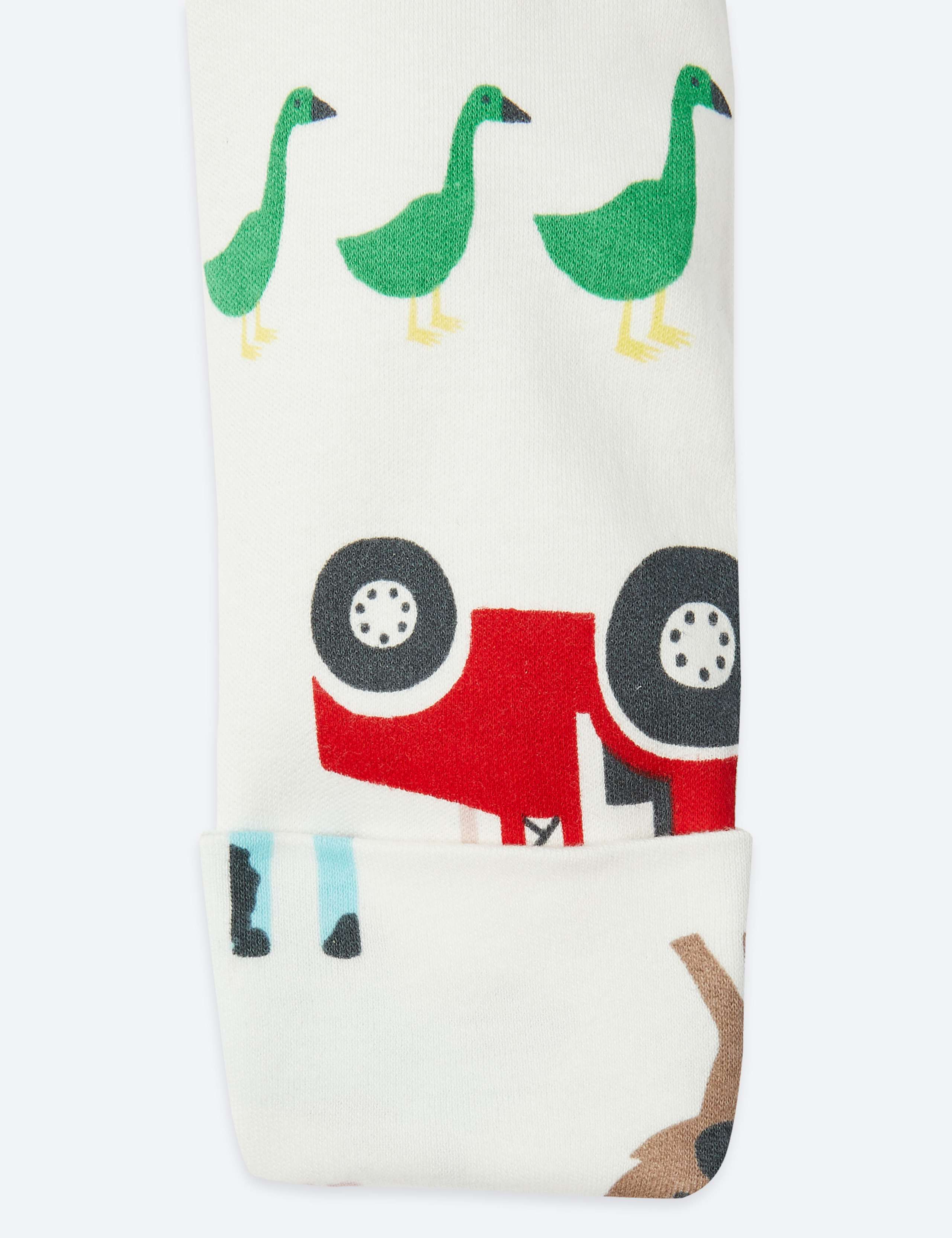 3 Pack Organic Pure Cotton Farmyard Print Sleepsuits (61/2lbs-3 Yrs) 6 of 7