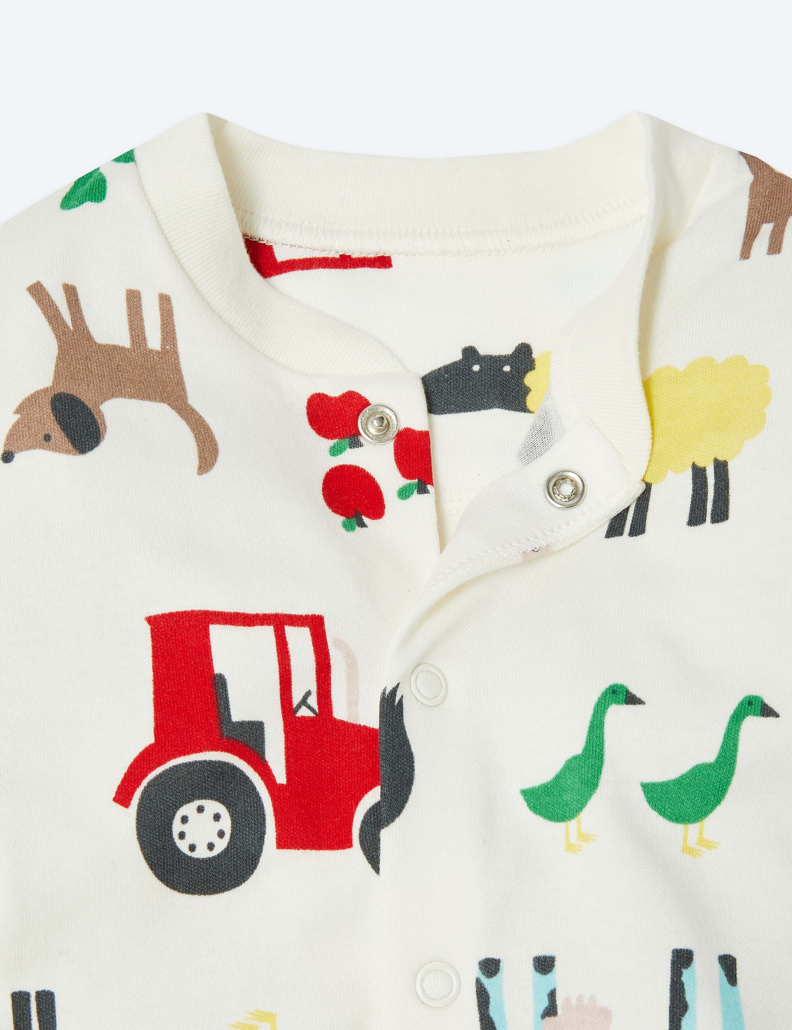 3 Pack Organic Pure Cotton Farmyard Print Sleepsuits (61/2lbs-3 Yrs) 7 of 7