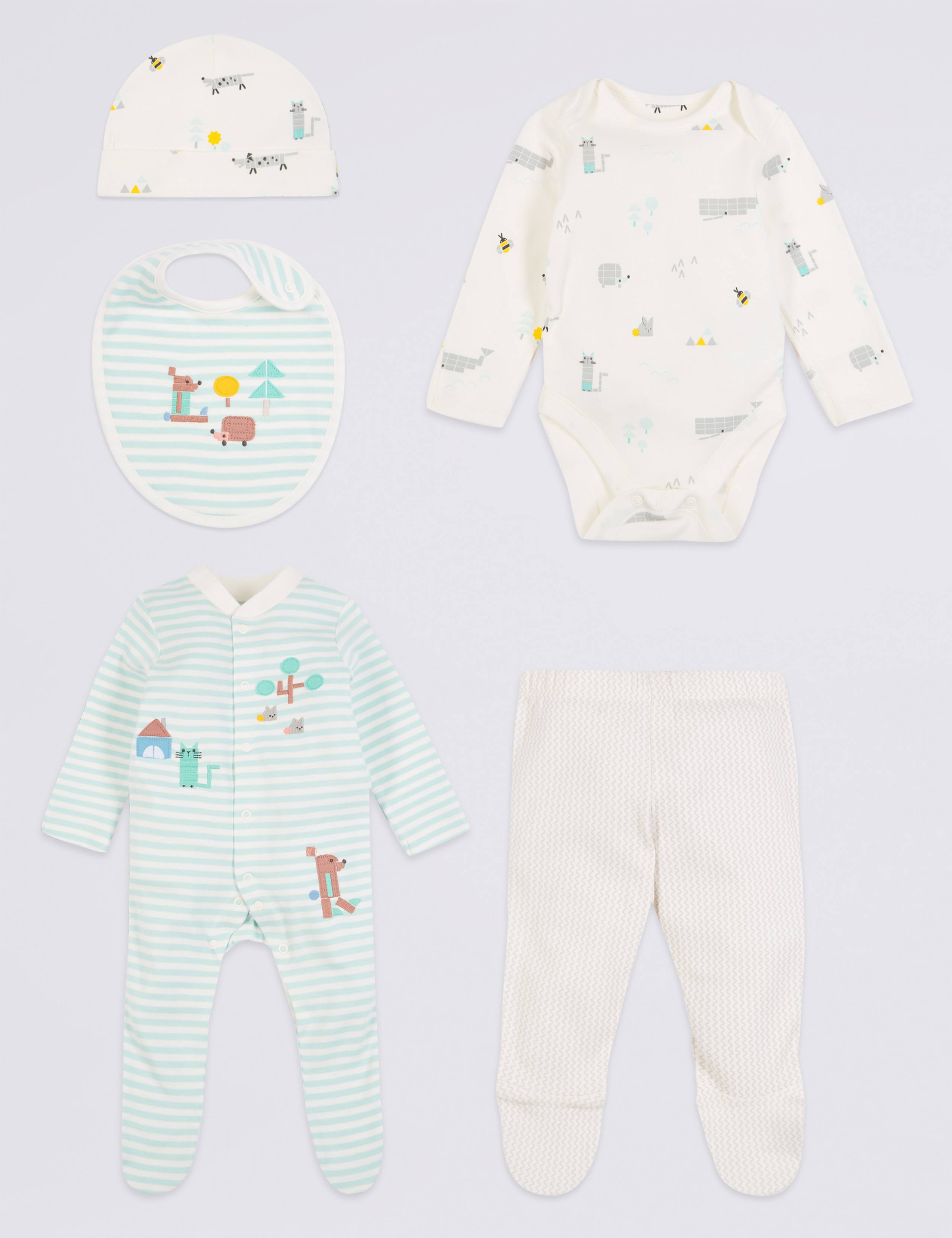 5 Piece Pure Cotton Newborn Essential Set 1 of 6