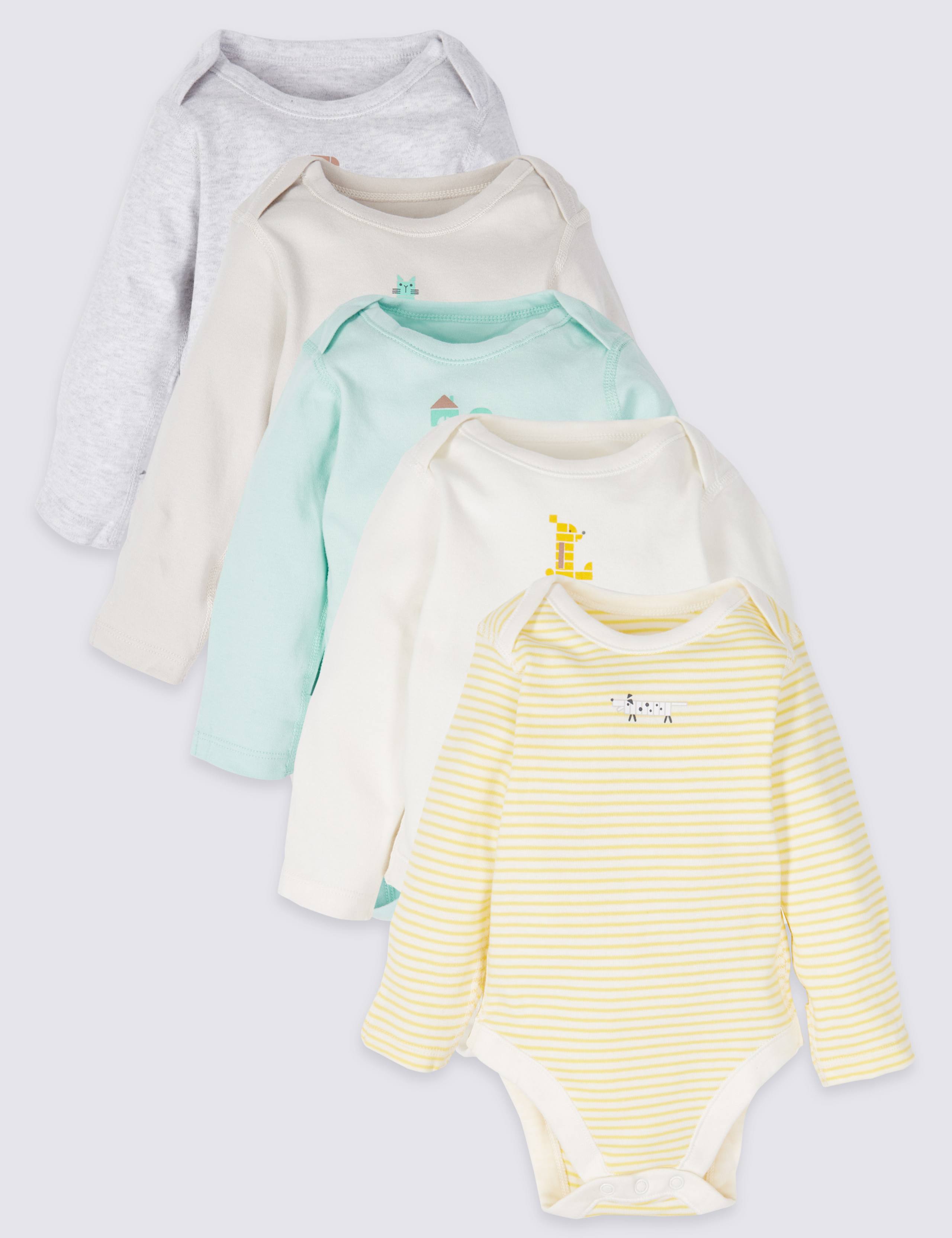 5 Pack Pure Cotton Bodysuits 1 of 8