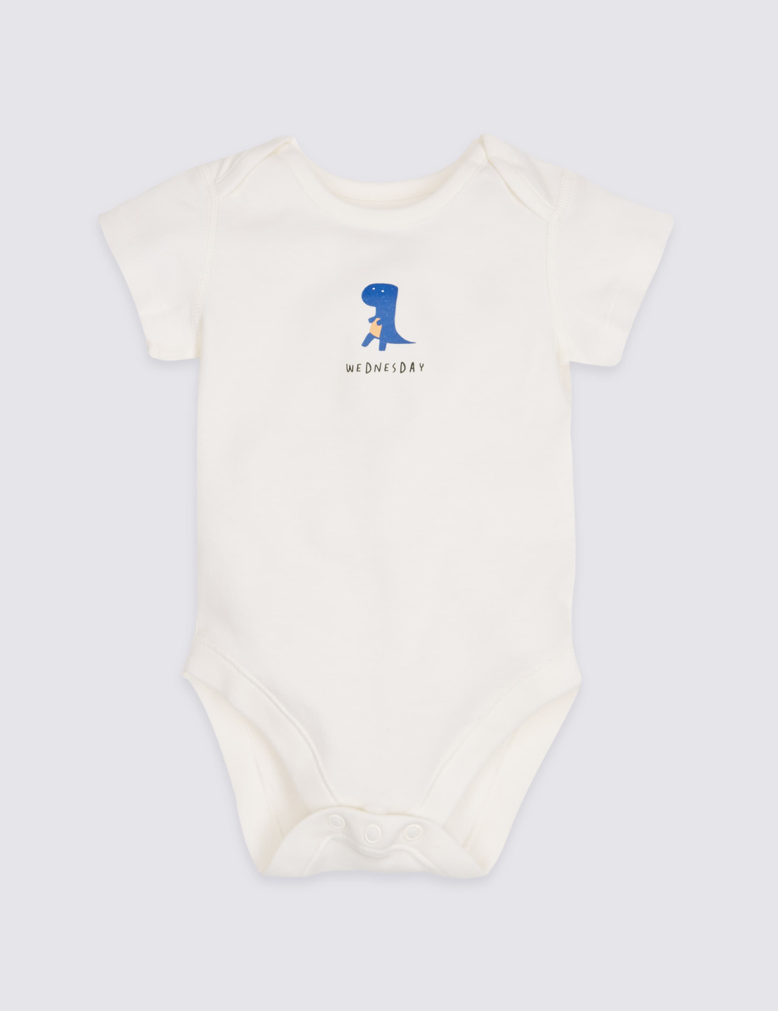7 Pack Dino Days of the Week Pure Cotton Bodysuits 2 of 9
