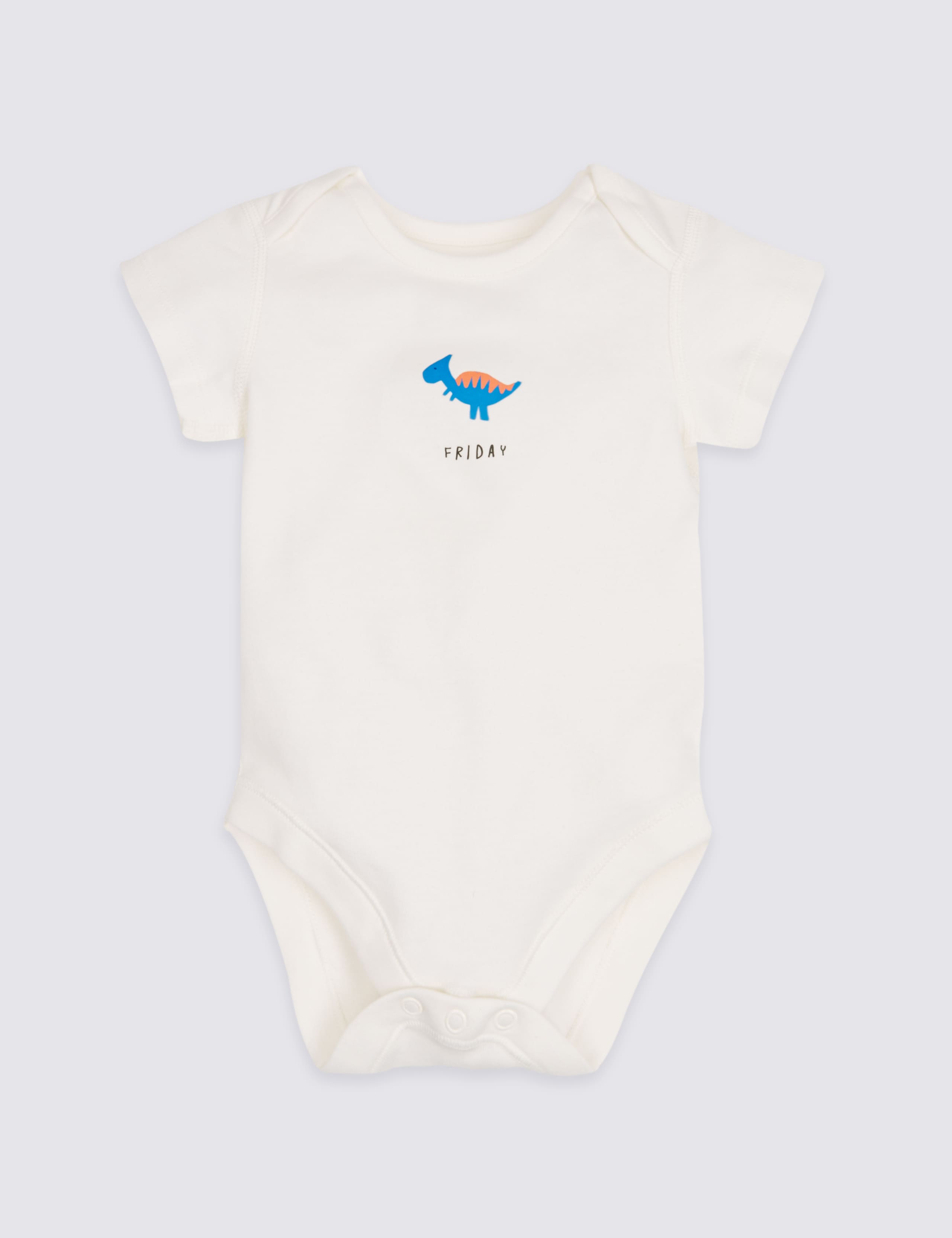 7 Pack Dino Days of the Week Pure Cotton Bodysuits 4 of 9