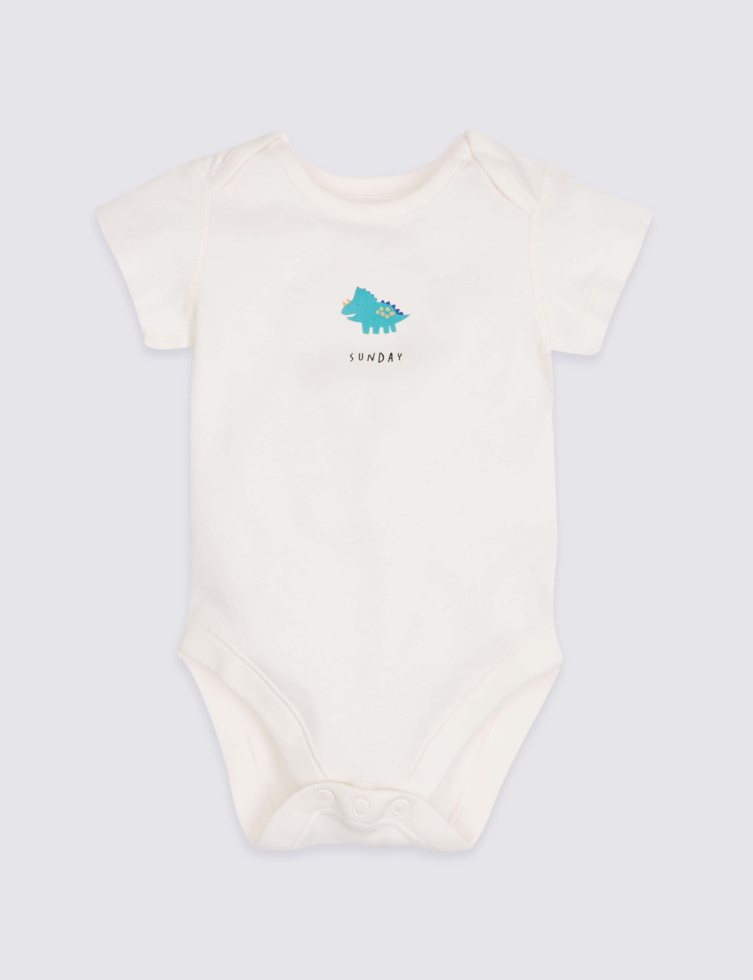 7 Pack Dino Days of the Week Pure Cotton Bodysuits 6 of 9