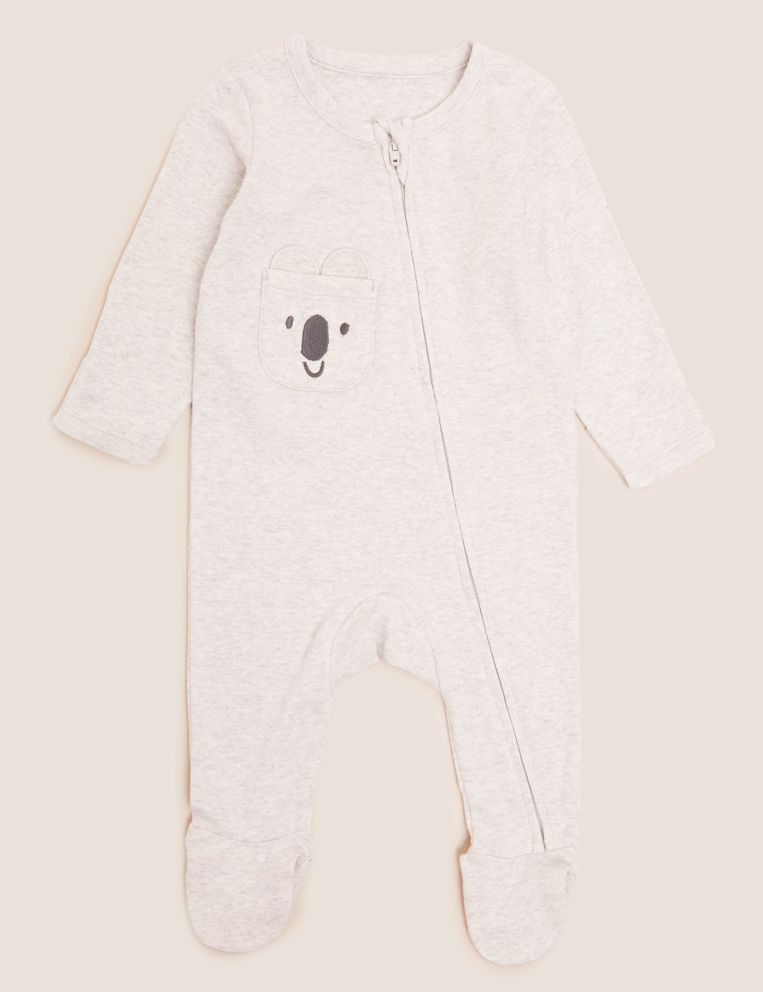 3pk Pure Cotton Animal Sleepsuits (0-12 Mths) 3 of 5