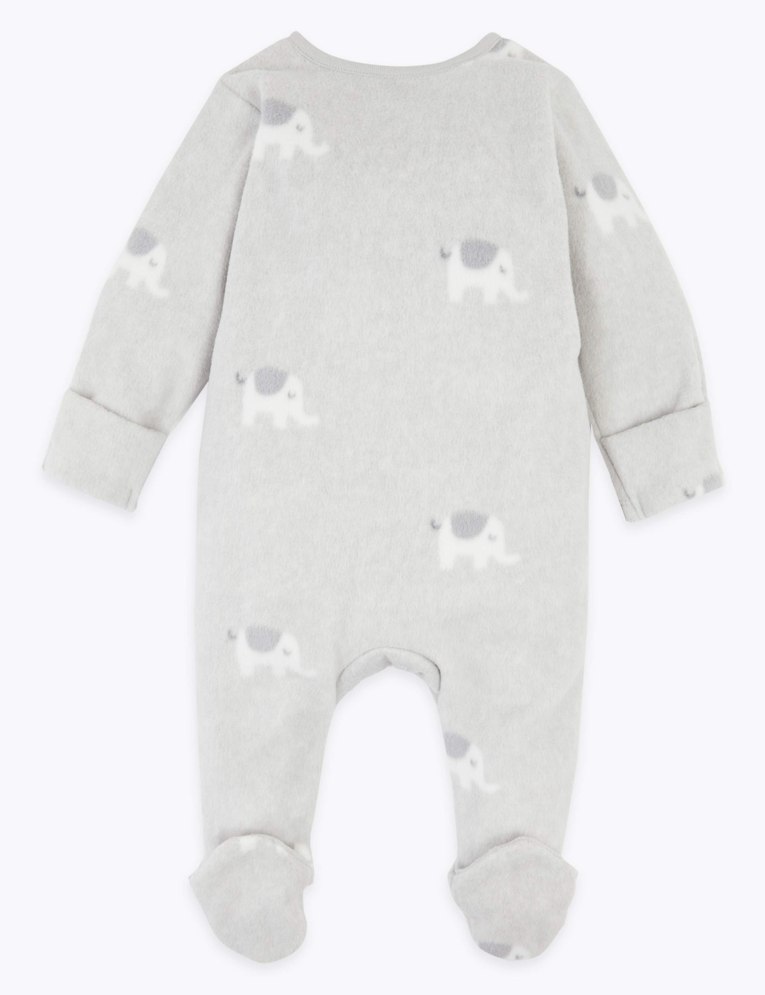 Fleece Elephant Print Sleepsuit (7lbs-12 Mths) 2 of 5