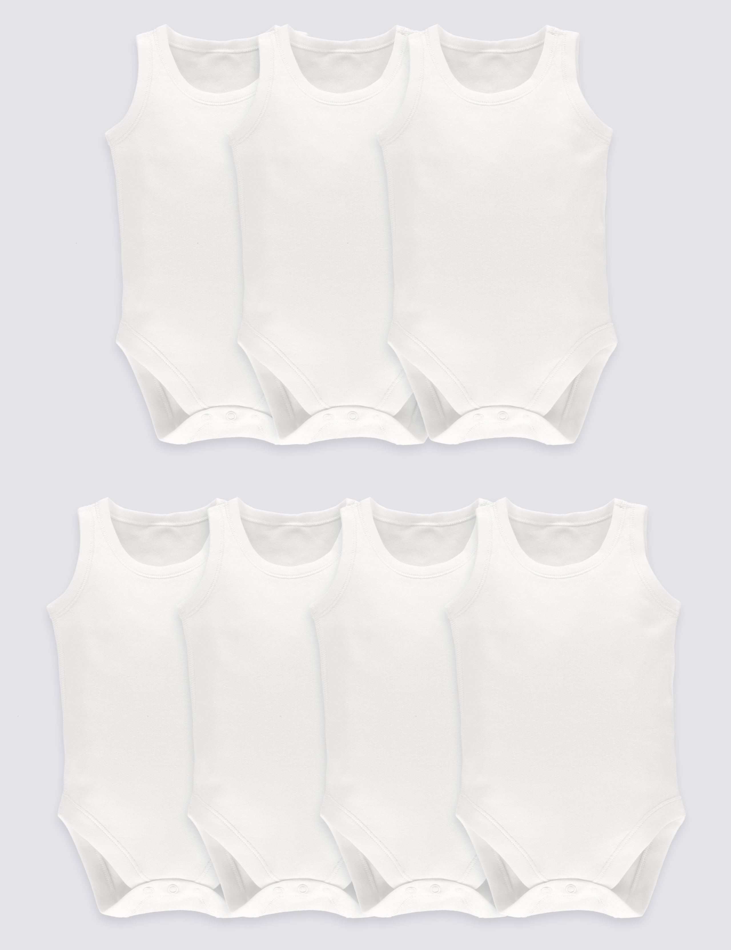 7 Pack Unisex Pure Cotton Bodysuits 1 of 4