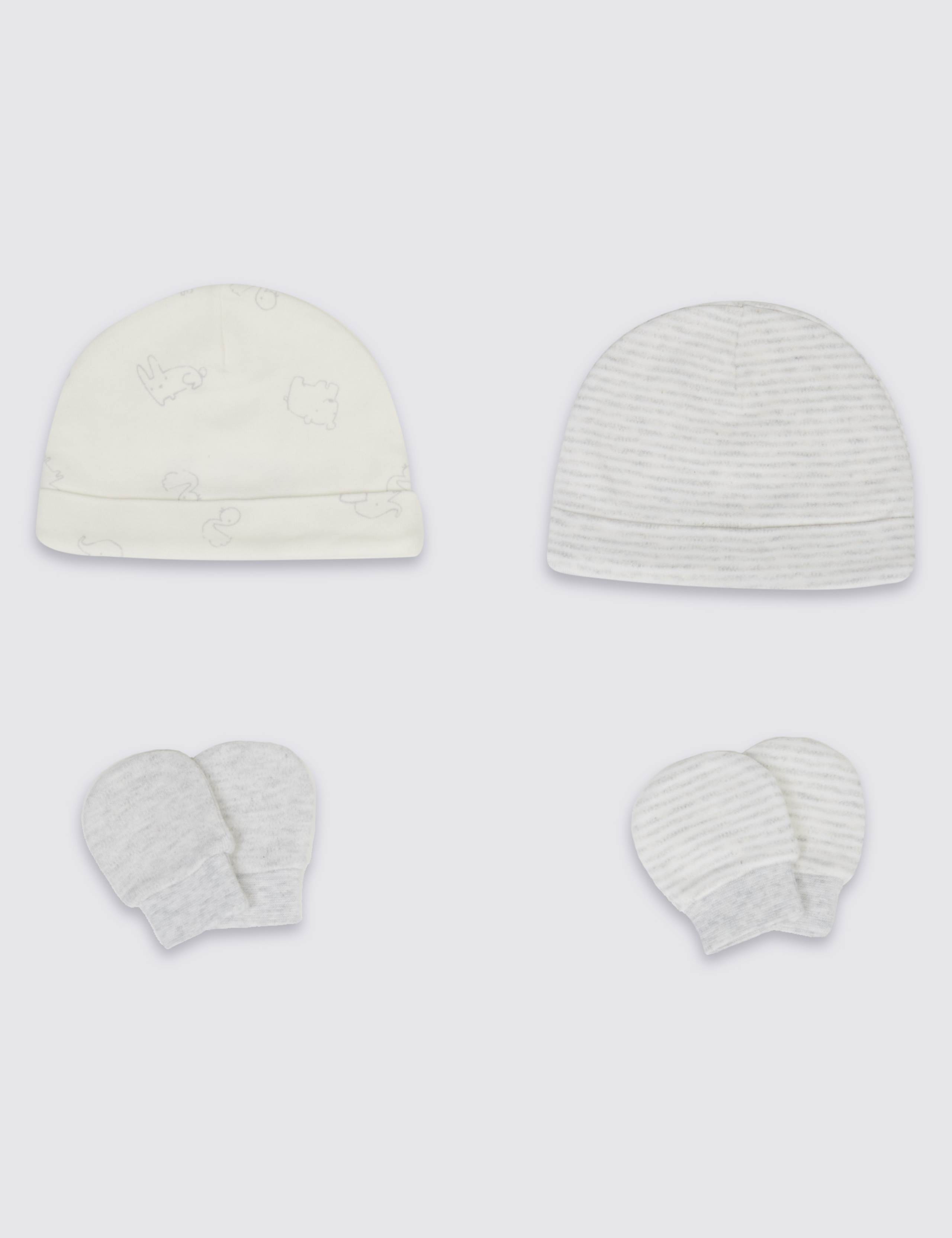 Adaptive 4 Piece Pure Cotton Premature Hat & Mittens Set 1 of 1
