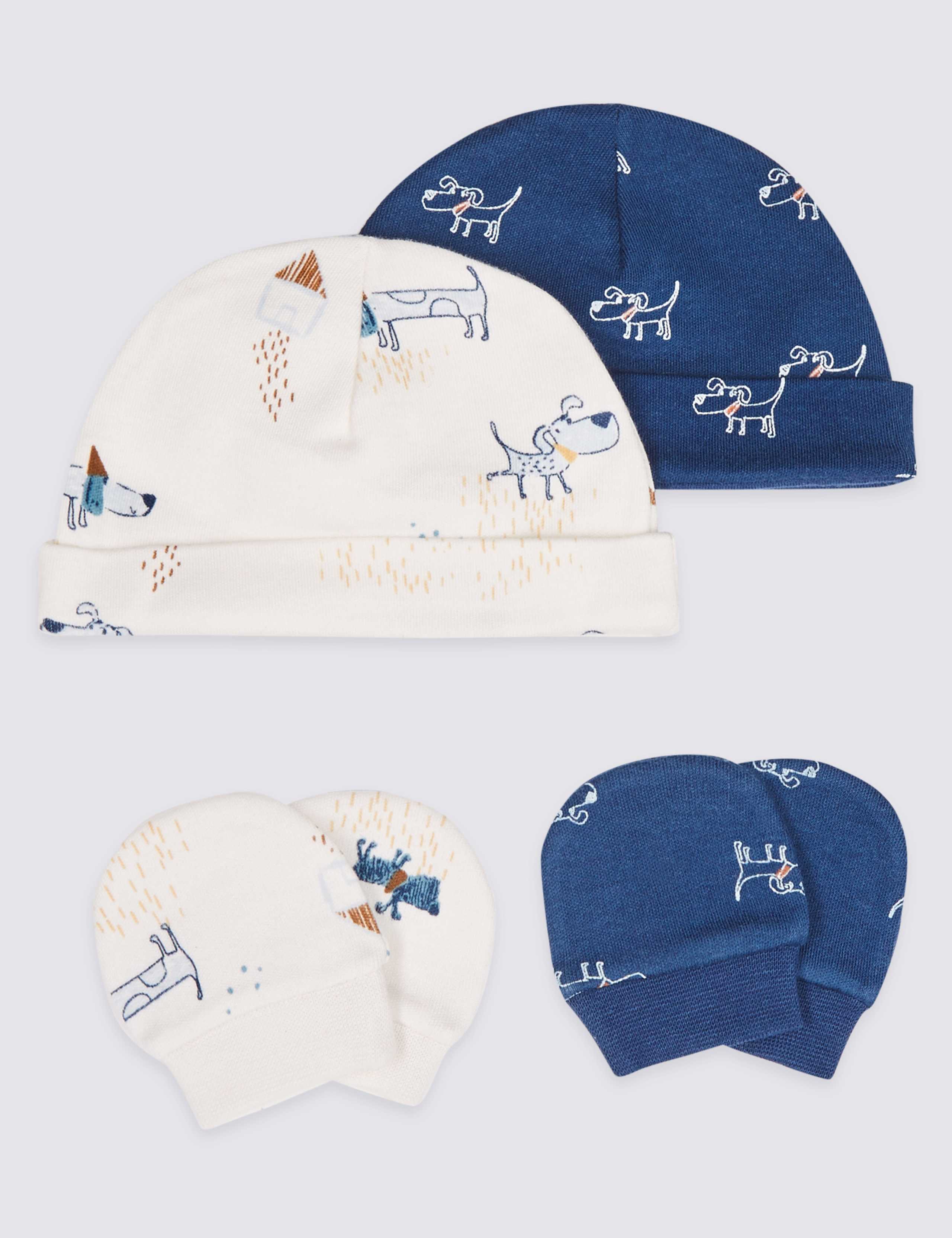 Pure Cotton Adaptive 4 Piece Premature Hat & Mittens Set 2 of 4