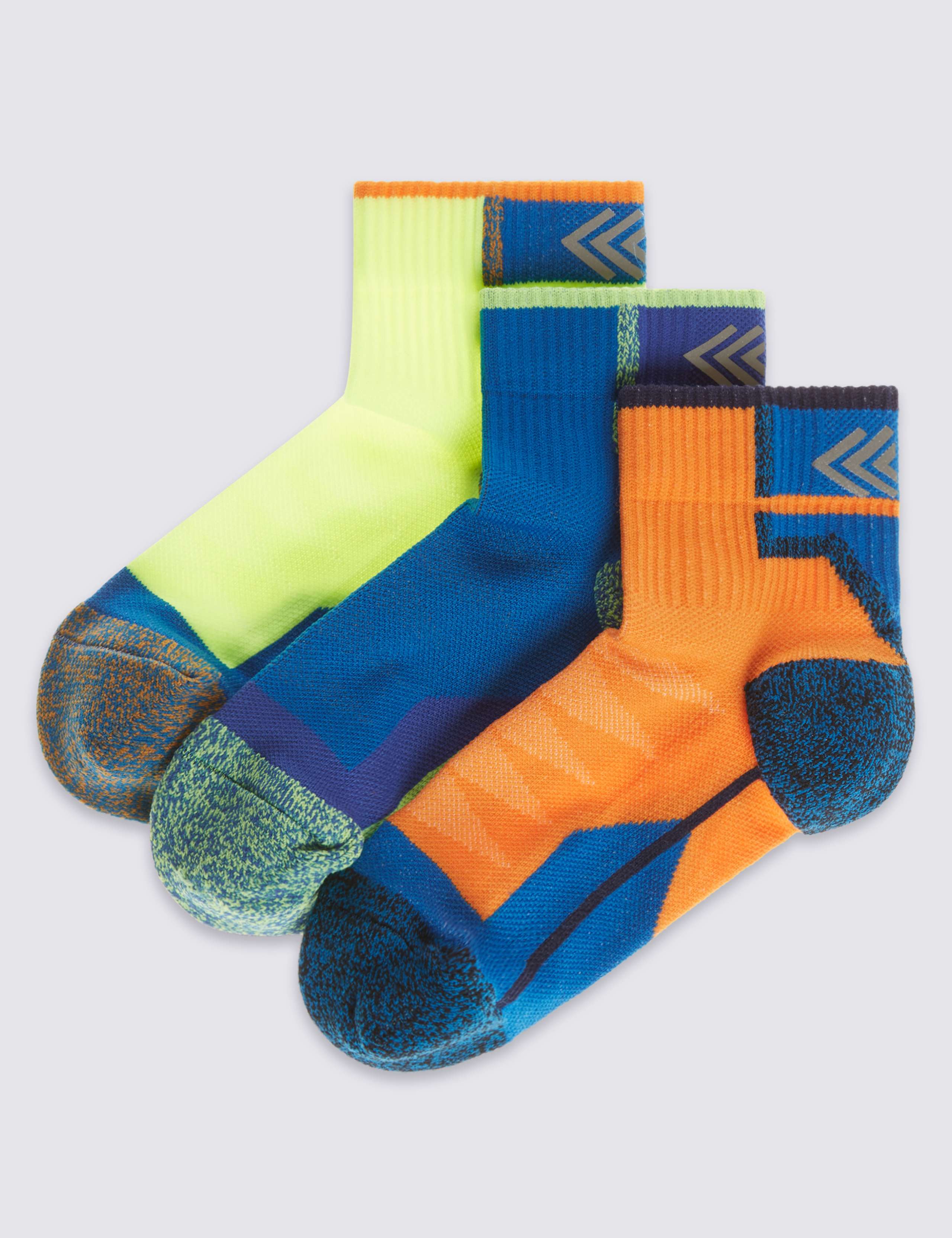 3 Pairs of Freshfeet™ Assorted Sports Socks (5-14 Years) | M&S