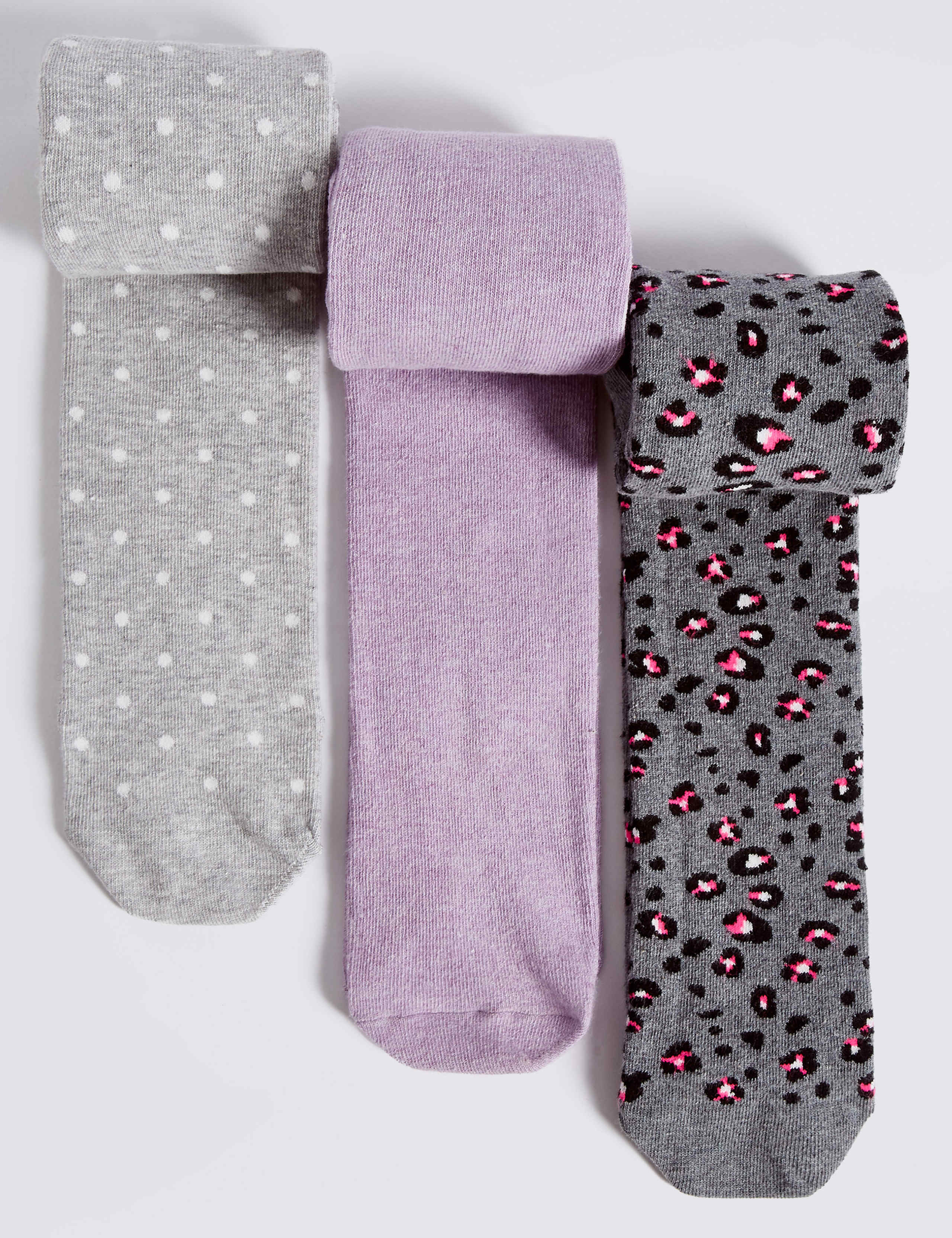 3 Pairs of Cotton Rich Tights (18 Months - 14 Years) 1 of 1
