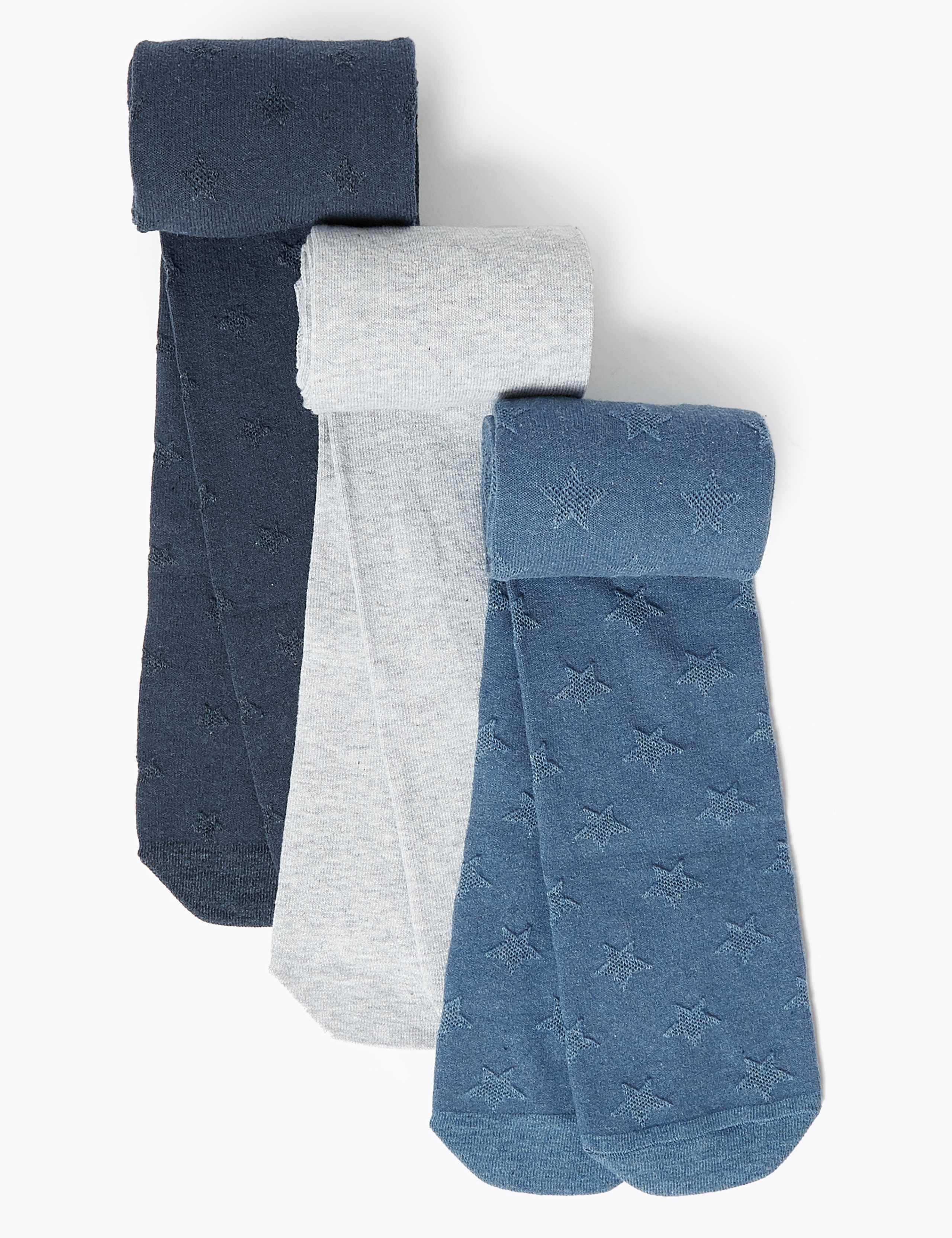 3pk Cotton Tights (2-14 Yrs) 1 of 3